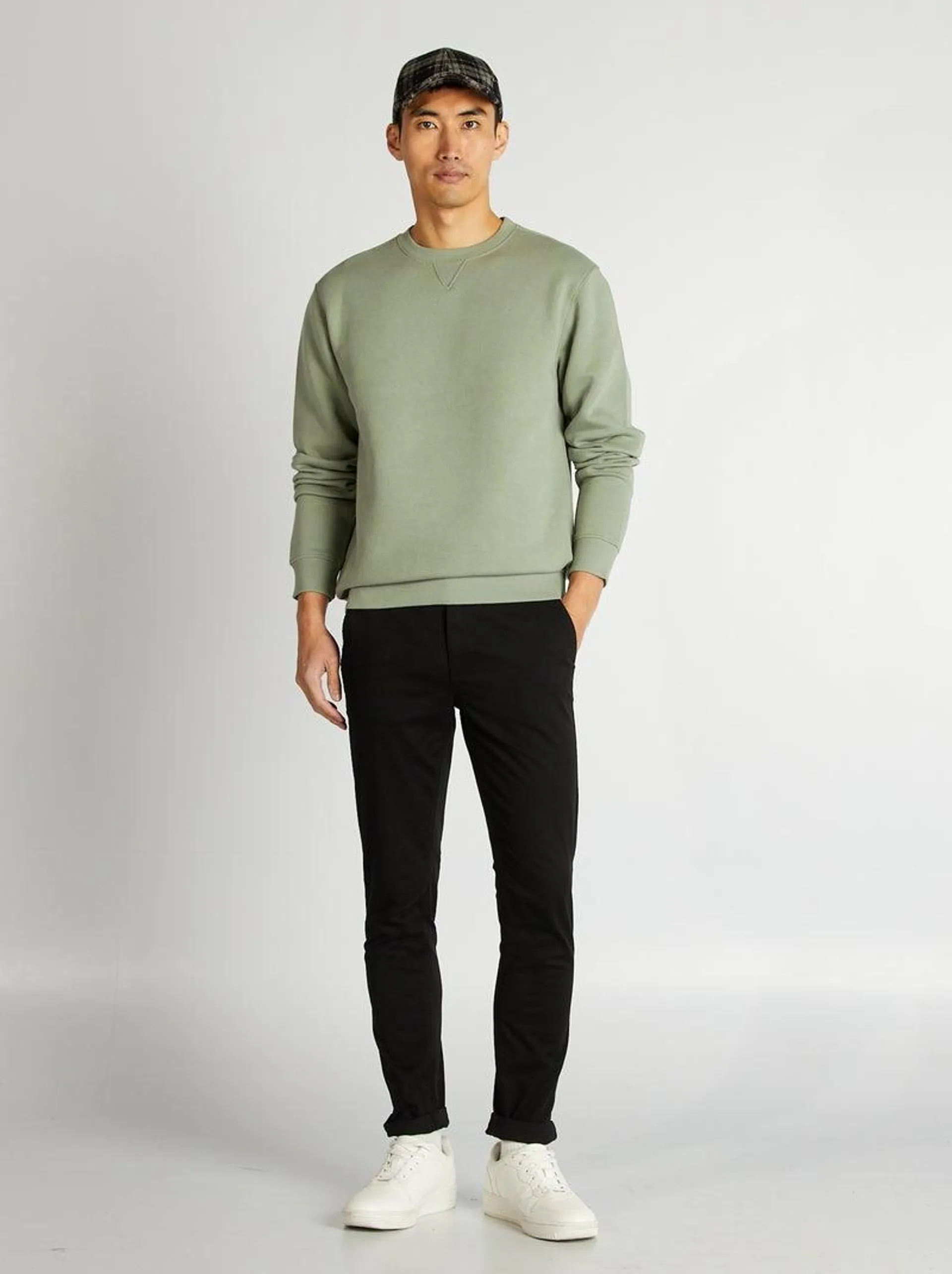 Sweat uni col rond - Vert