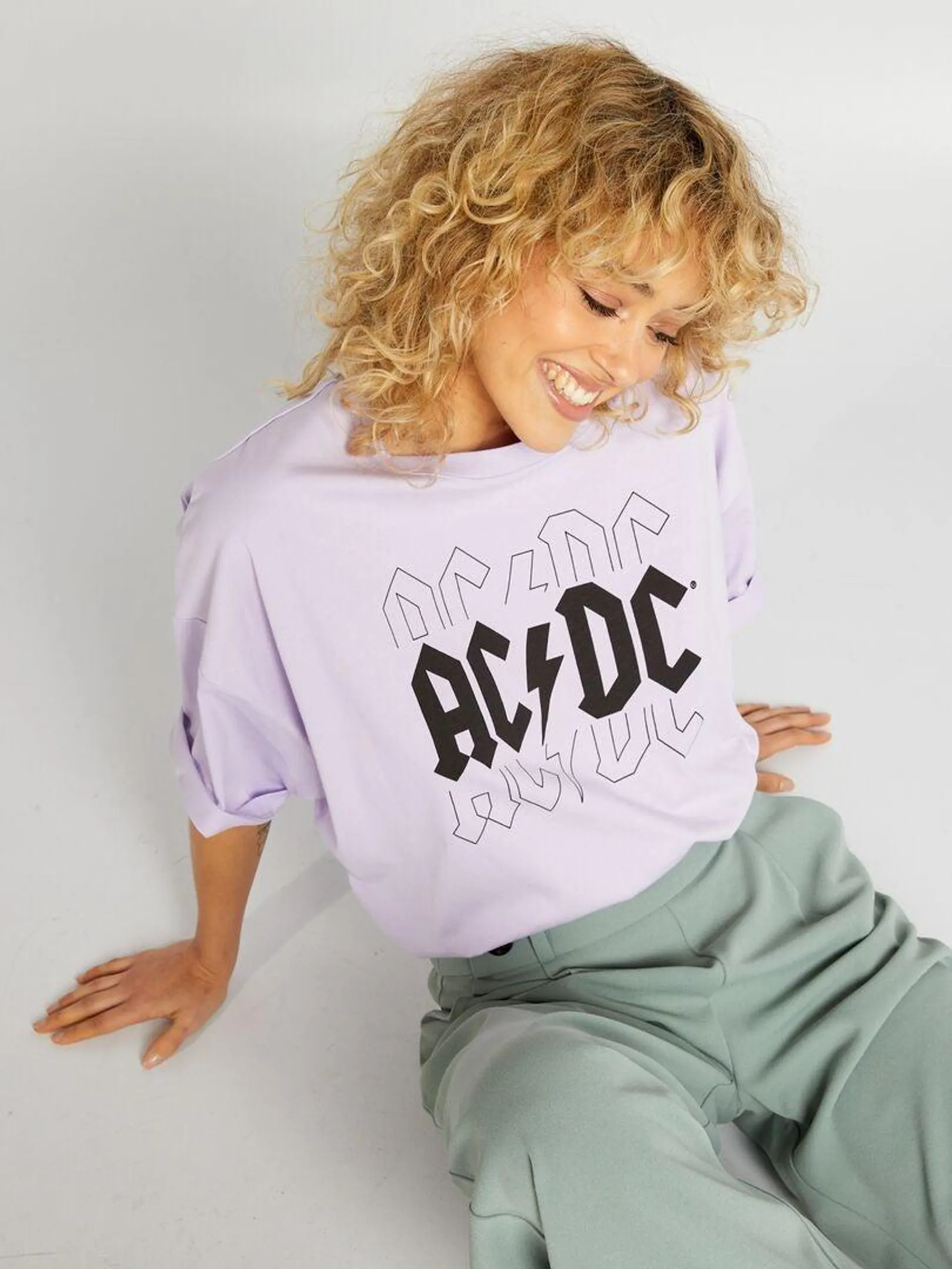 T-shirt 'AC/DC' à col rond - Violet