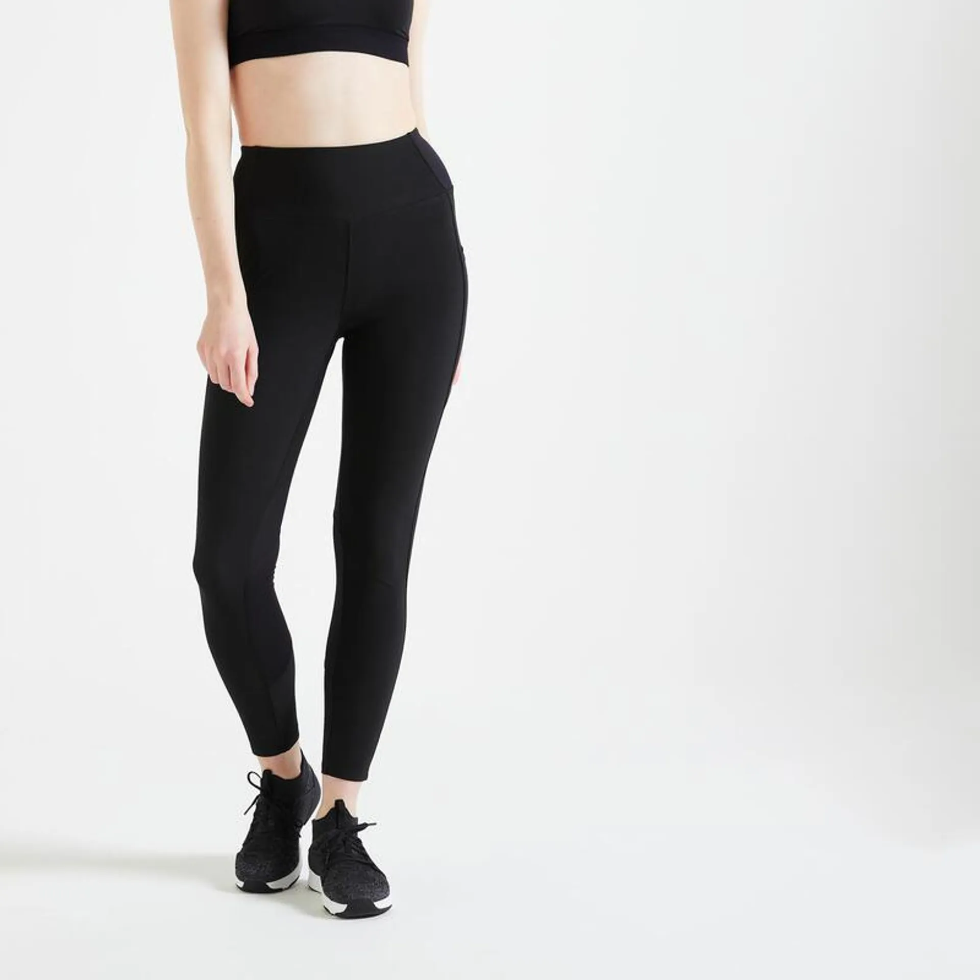 Leggings donna fitness 100 vita alta neri