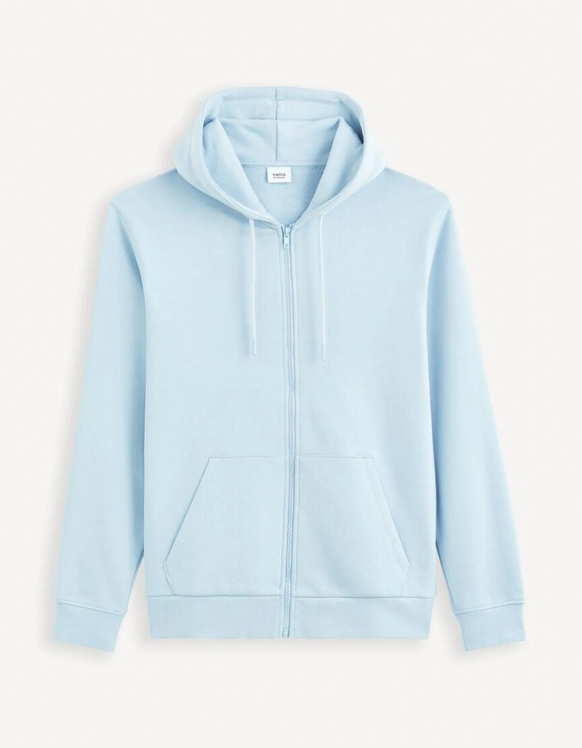 Sweat zippée à capuche en coton - bleu clair