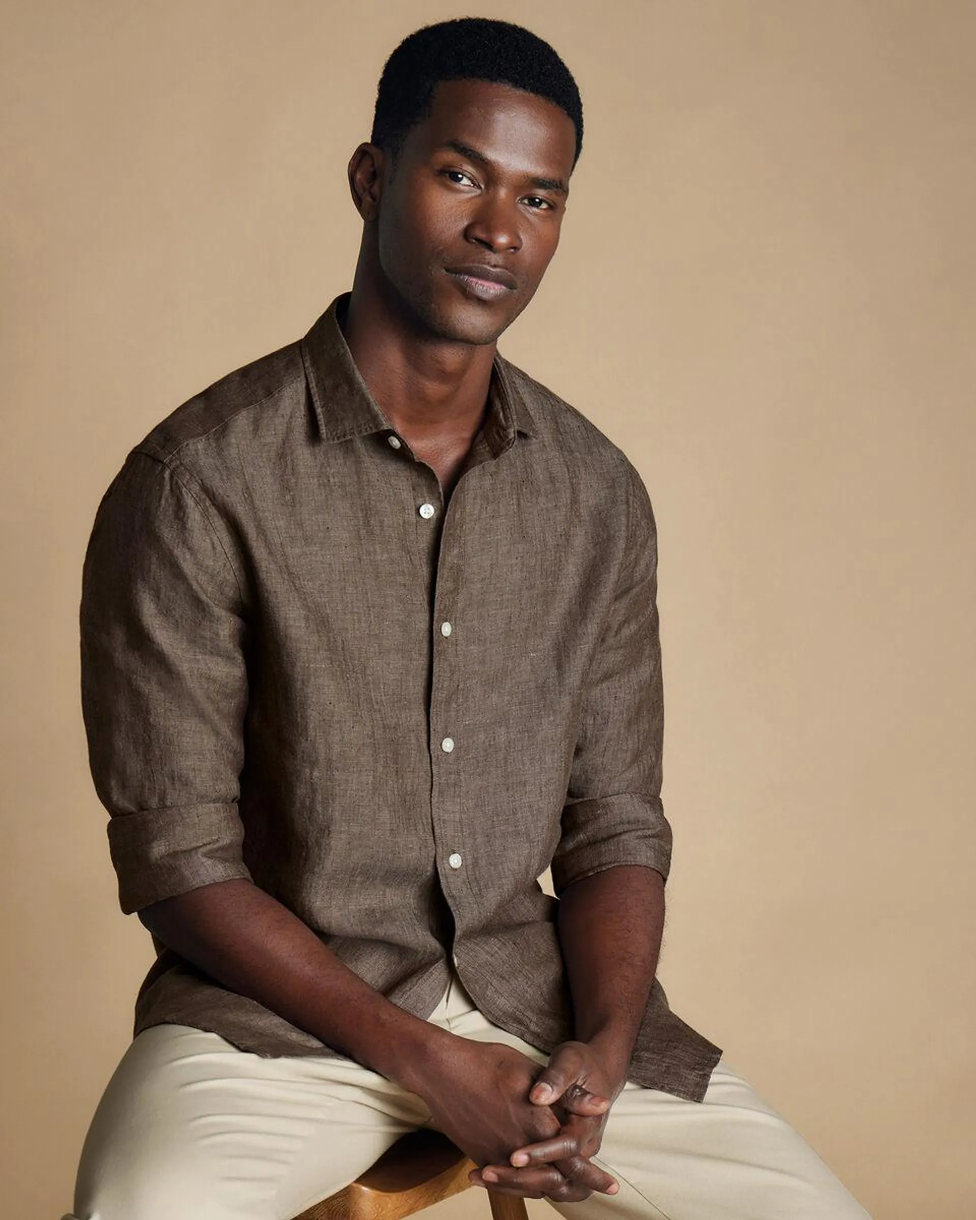 details about product: Pure Linen Shirt - Mocha