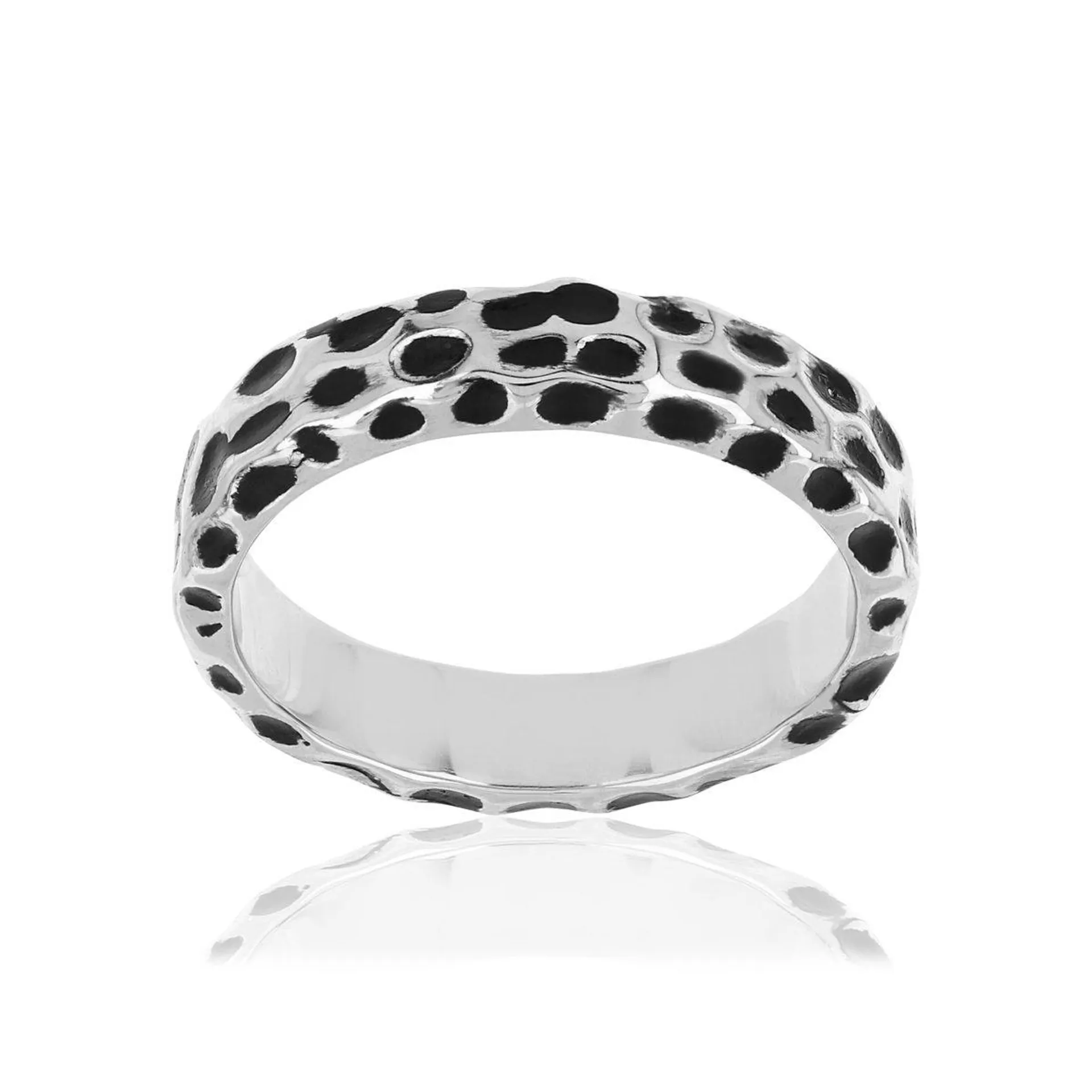 Bague argent 925 laque noire tâche