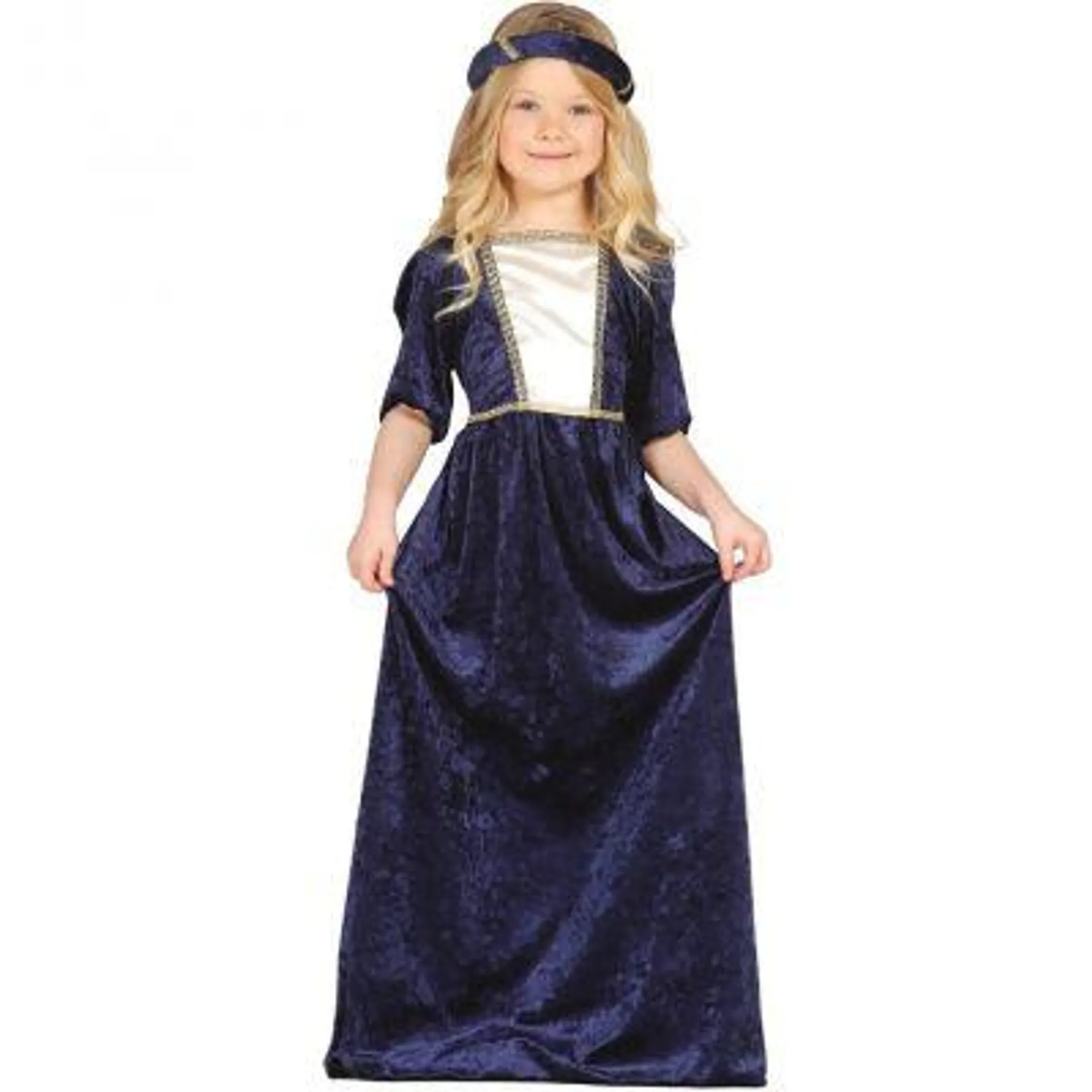 Costume Dame Médiévale Bleu Fille - Taille au Choix