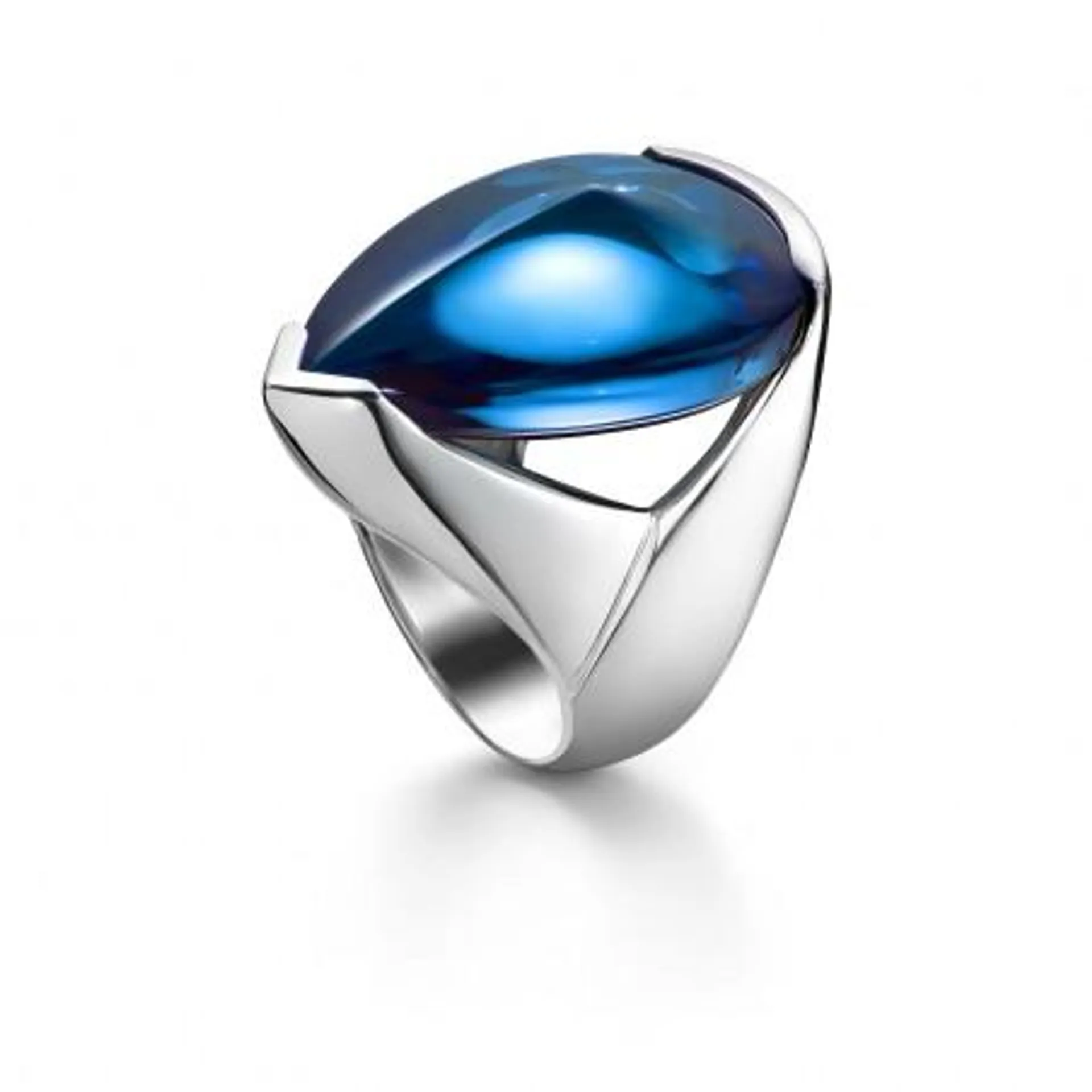 Bague Baccarat Fleurs de Psydélic Scarabée bleu