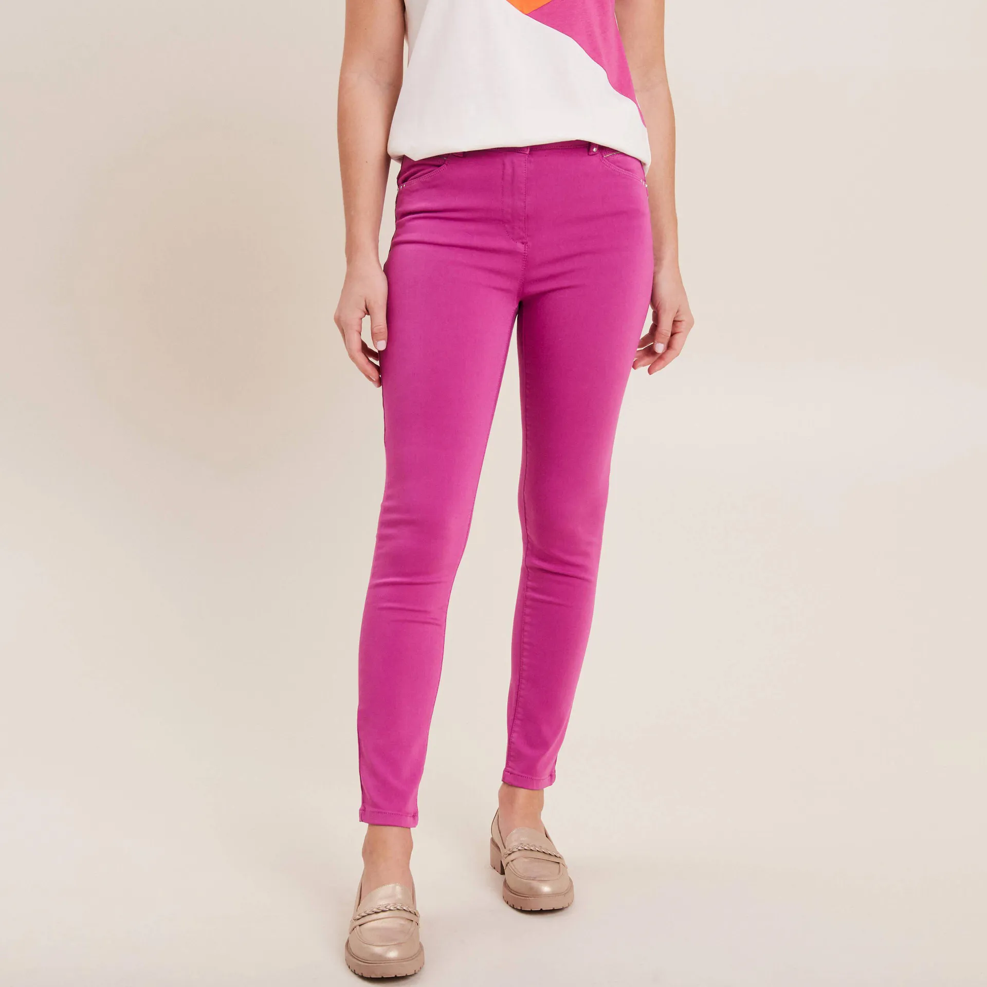 Pantalon ajusté taille haute violet femme