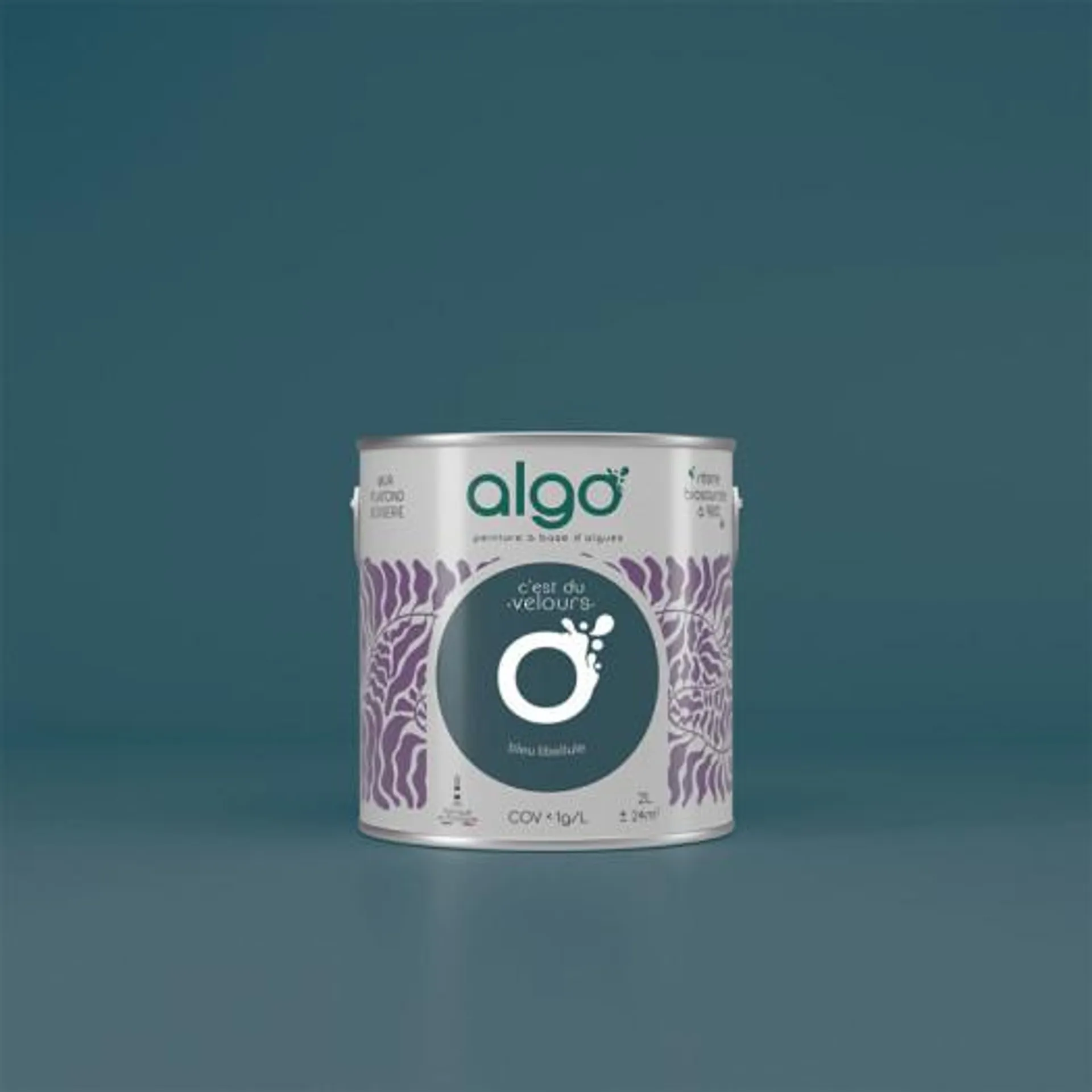 Peinture Algo bio sourcée multi-supports murs, plafonds et boiseries bleu libellule velours 2L