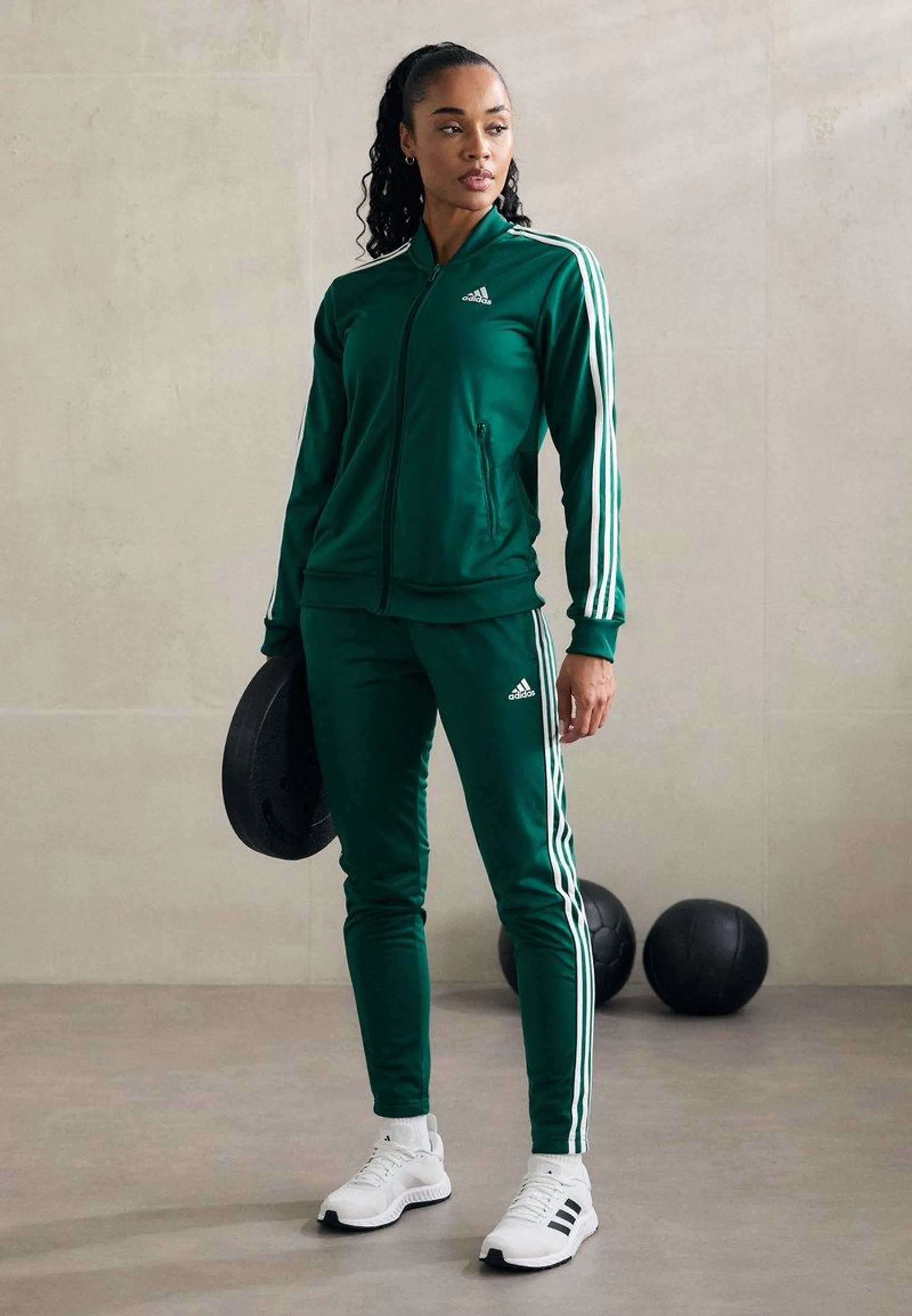 ESSENTIALS 3-STRIPES - Survêtement - collegiate green white