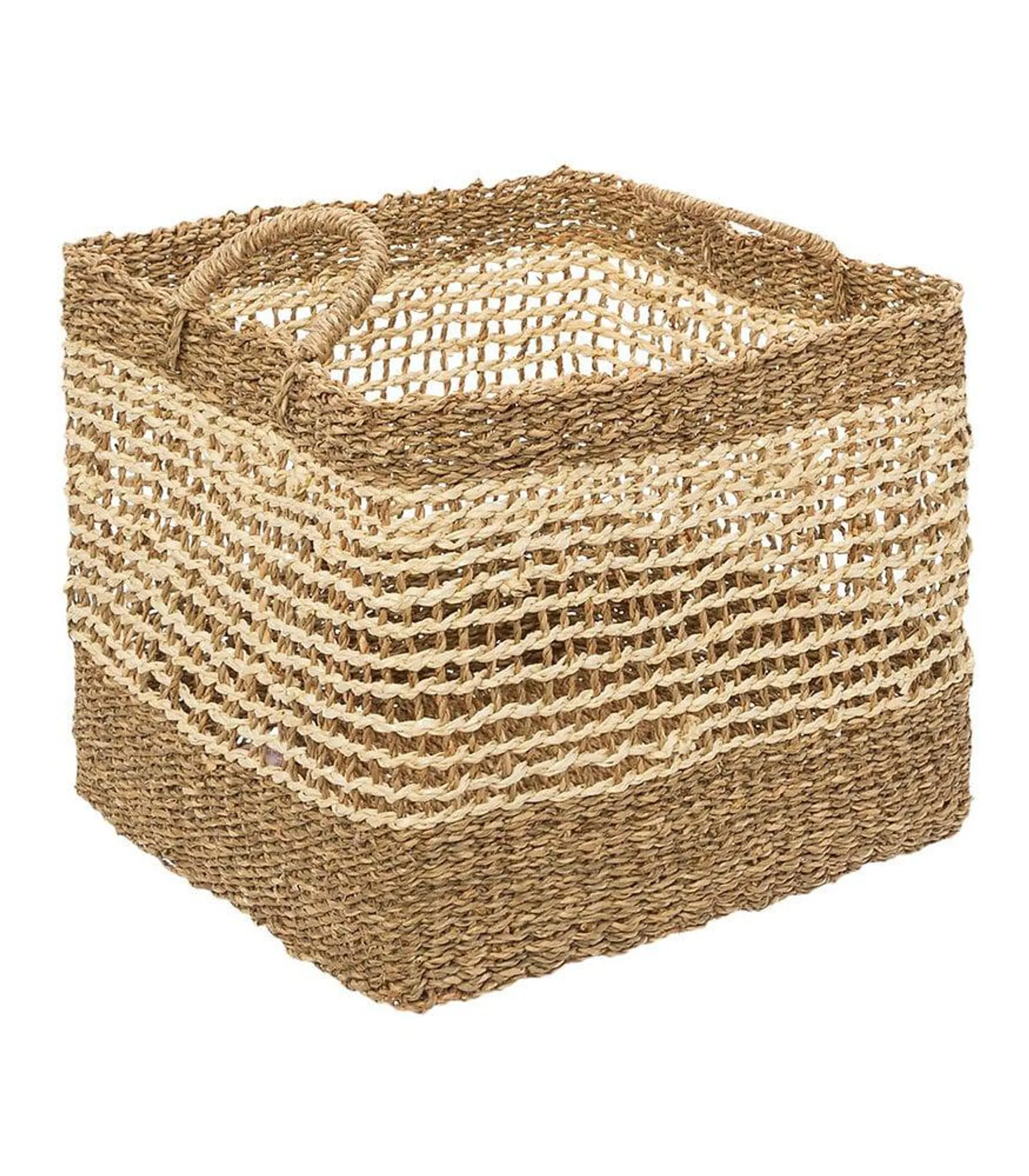 Set de 3 Paniers de rangement carré en Osier tressé et ajouré