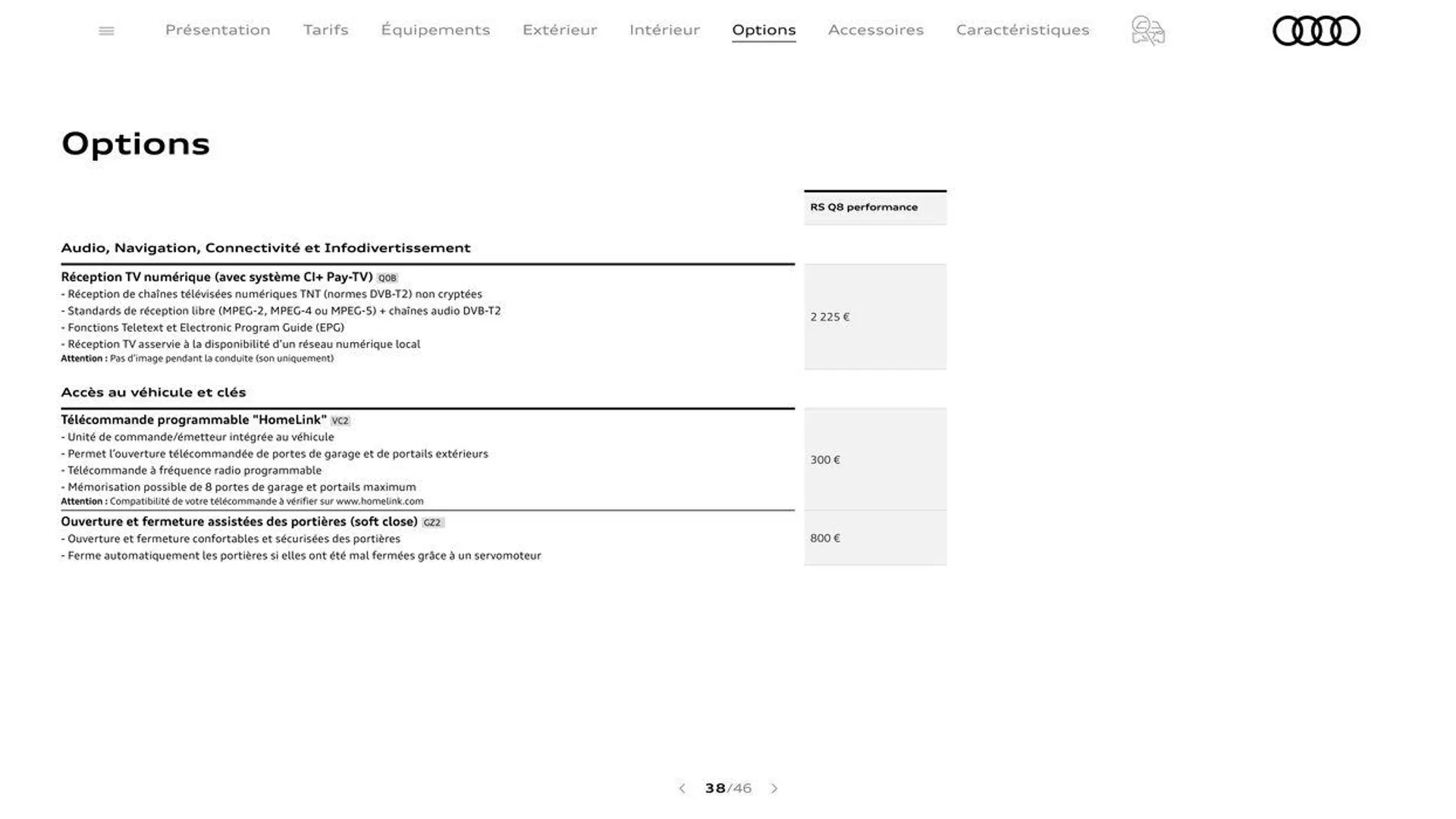 Audi RS Q8 performance du 20 août au 31 décembre 2024 - Catalogue page 38