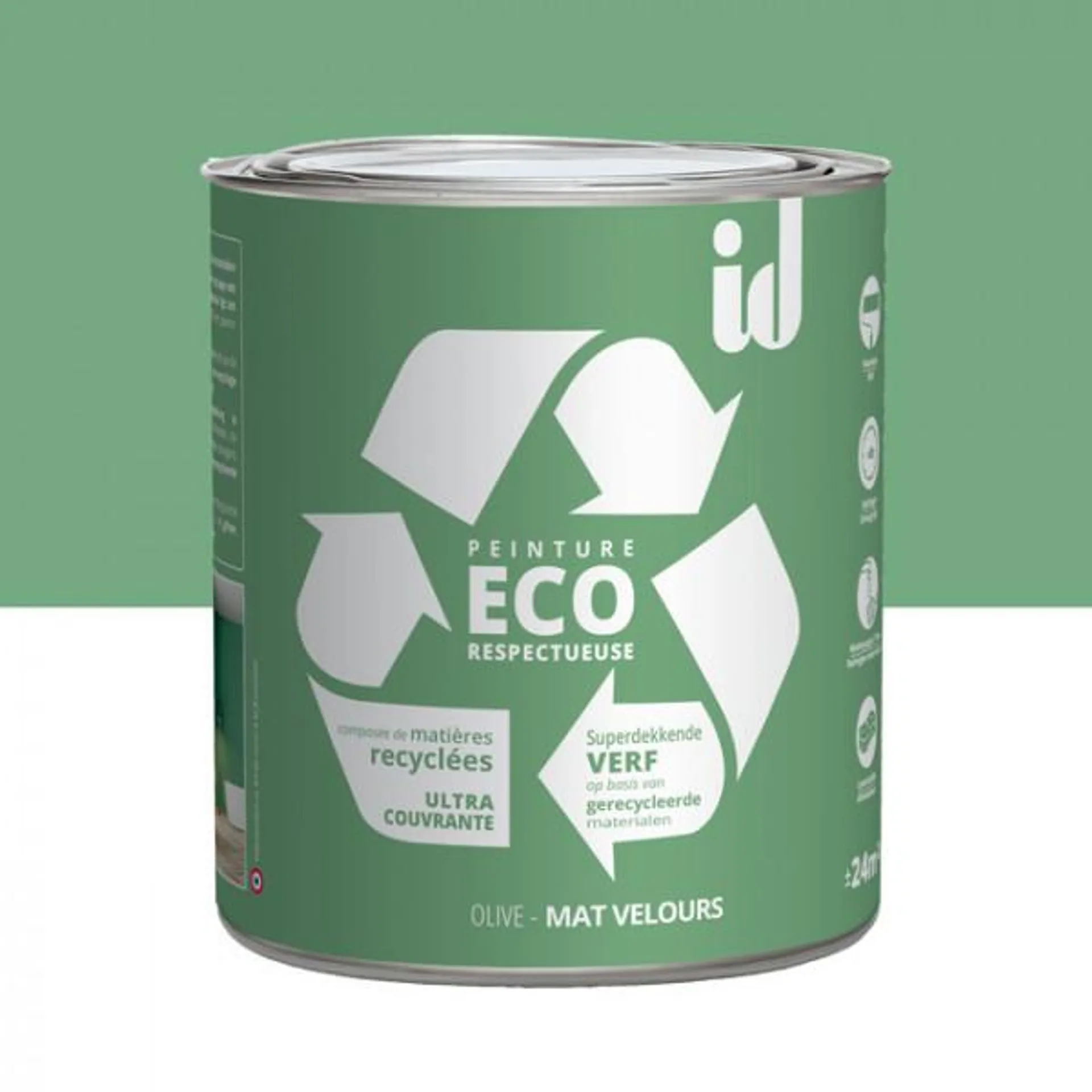 Peinture Eco responsable à base de matières recyclées olive mat-velours 2L