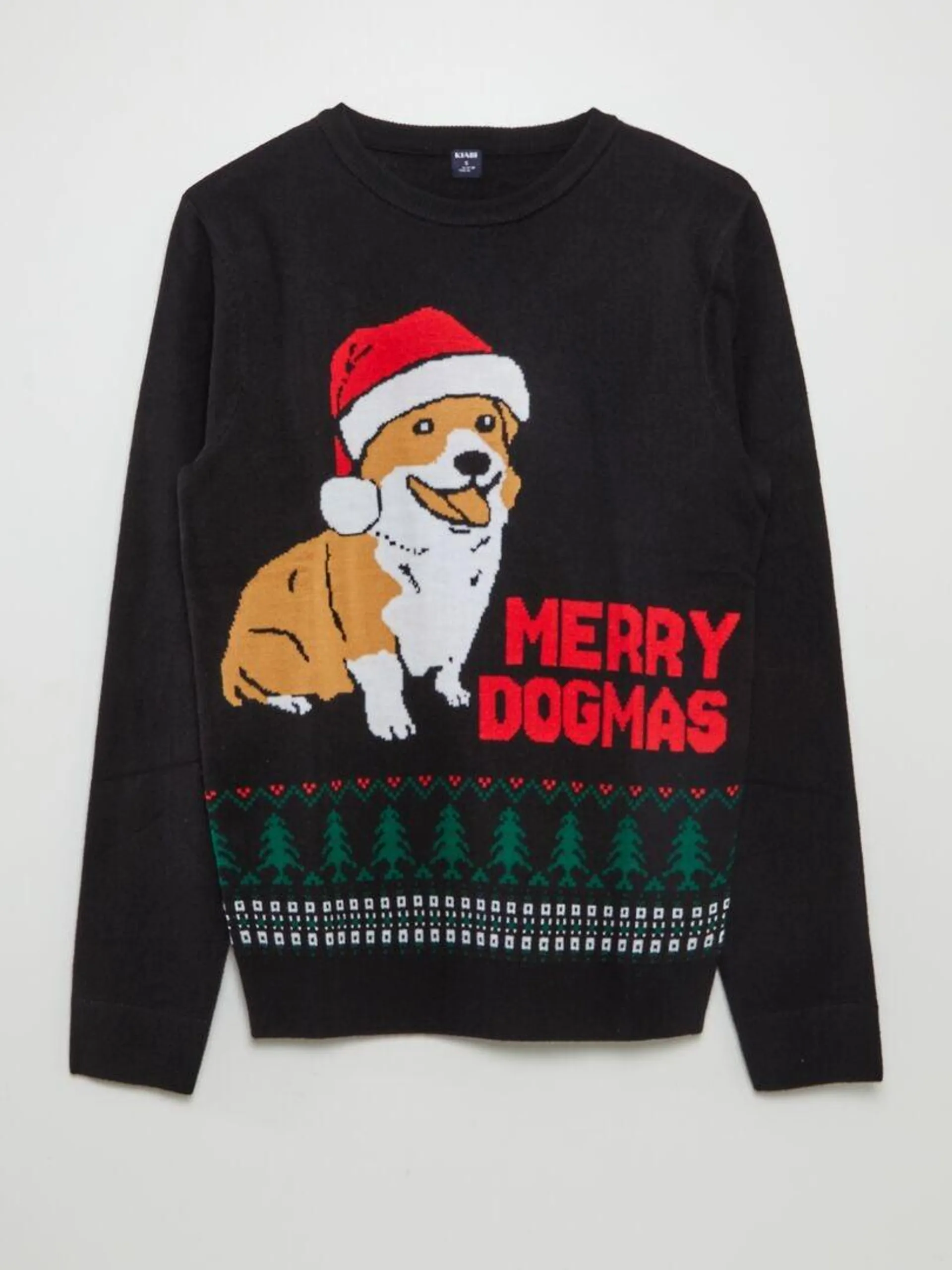 Pull de Noël corgi - NOIR