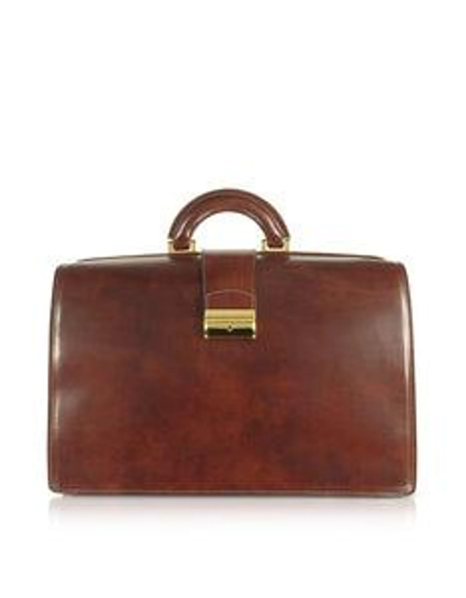 Brown Italian Leather Buckled Large Doctor Bag