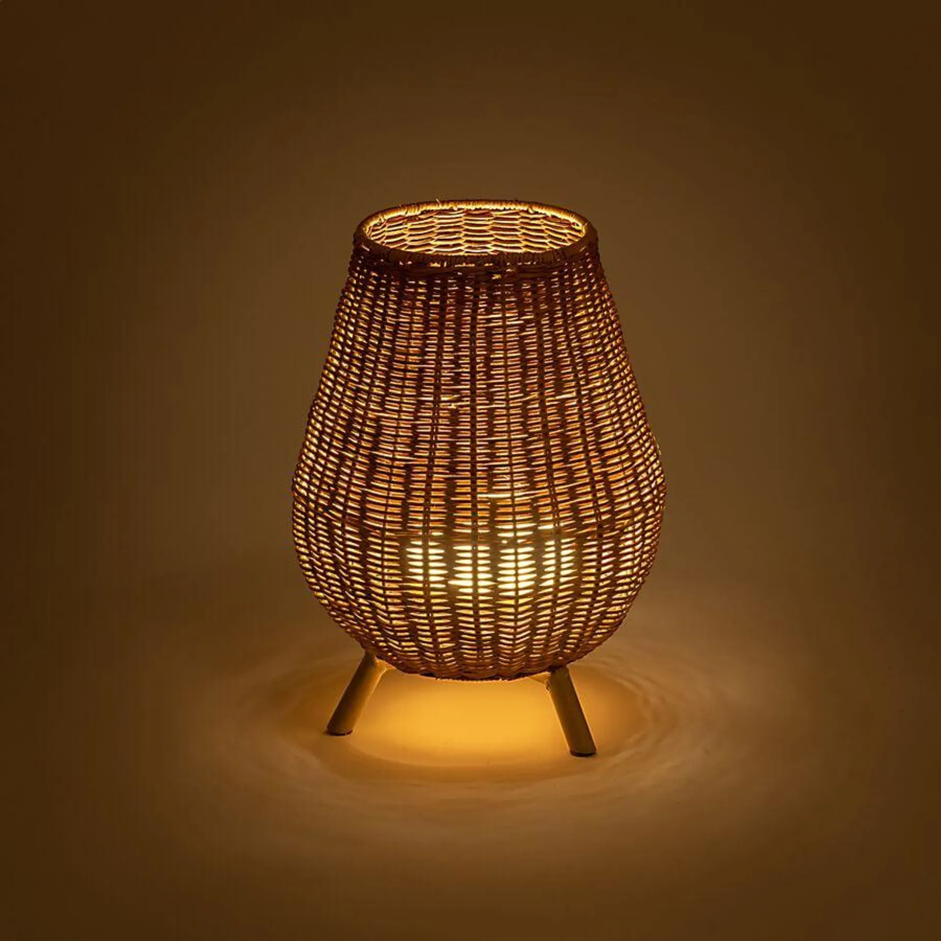 Lampe à poser d'extérieur nomade et rechargeable en fibres naturelles - naturel H32,5xD22,5cm