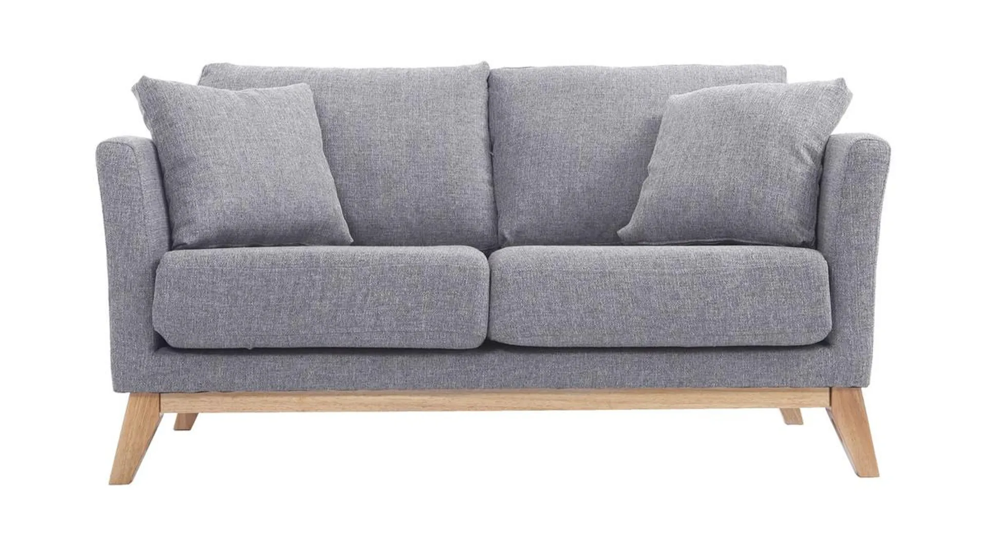 Canapé scandinave déhoussable 2 places en tissu gris clair et bois clair OSLO