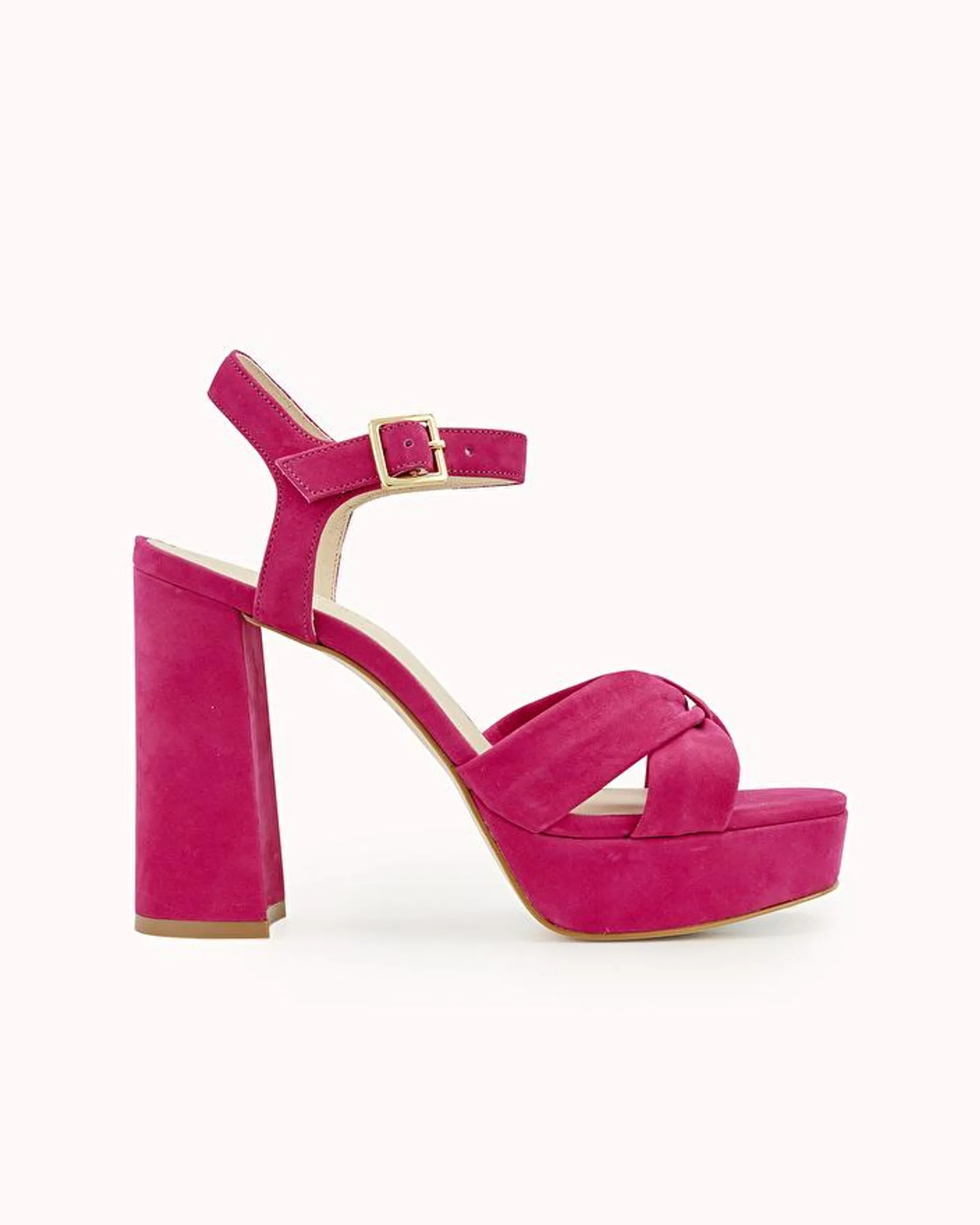 SANDALE A TALON ZALOA En nubuck framboise