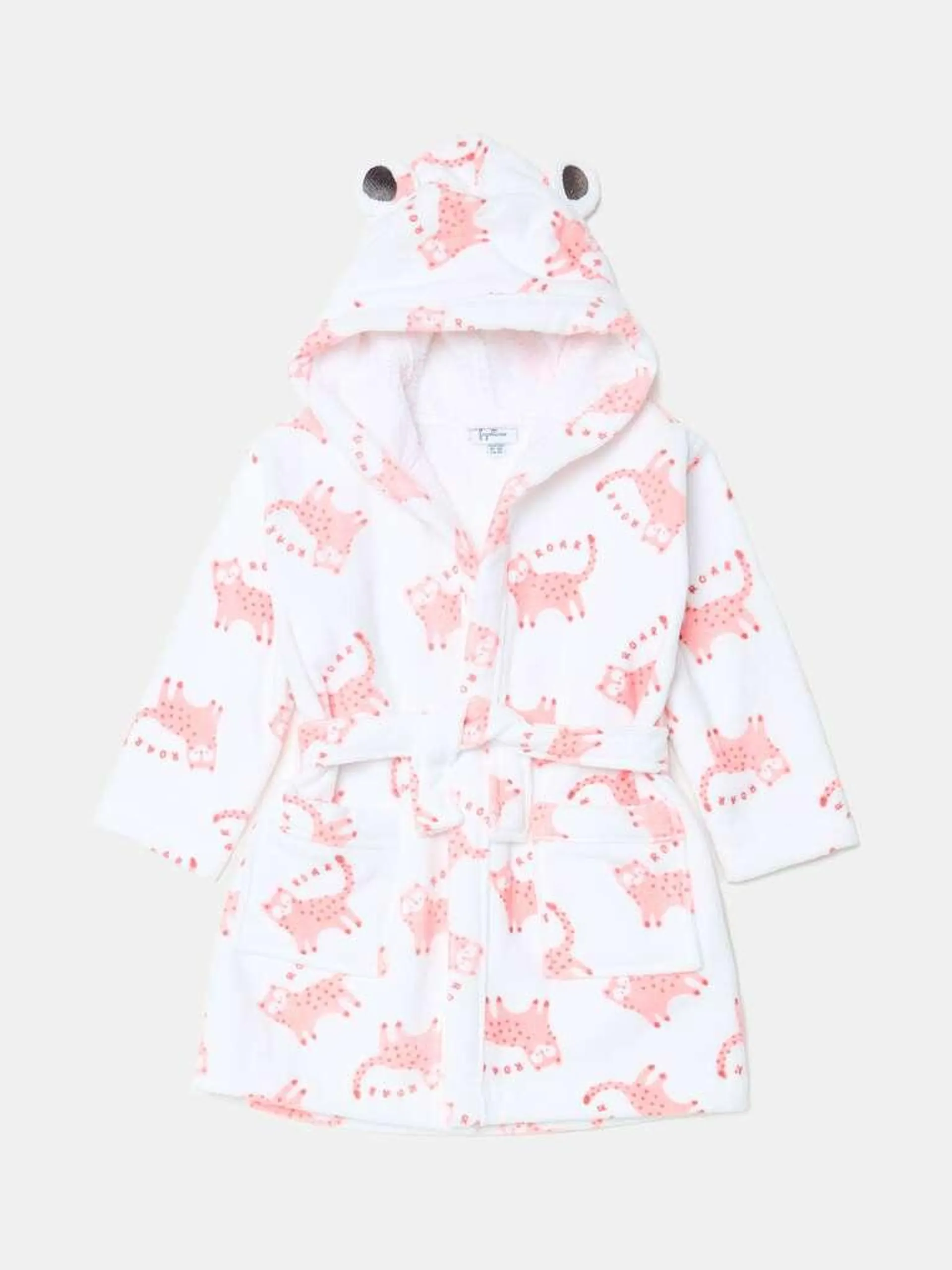 Organic cotton bathrobe with print Blanc optique