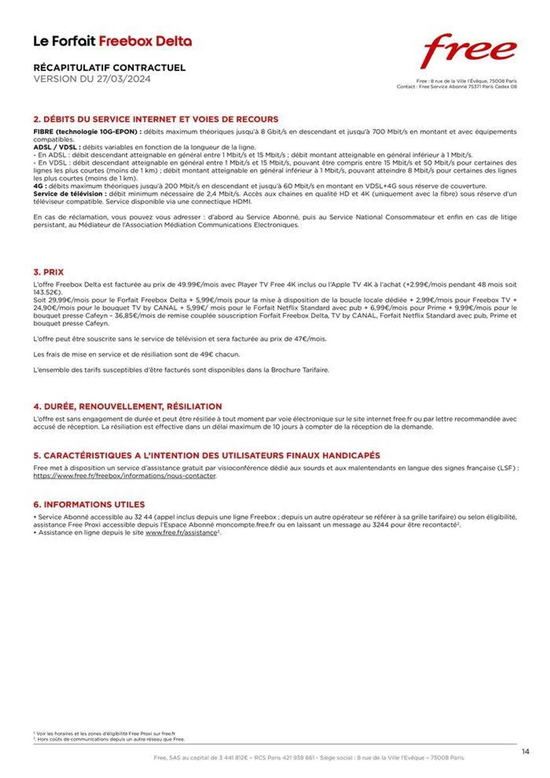 Brochure tarifaire Forfaits Freebox du 28 mars au 31 décembre 2024 - Catalogue page 14