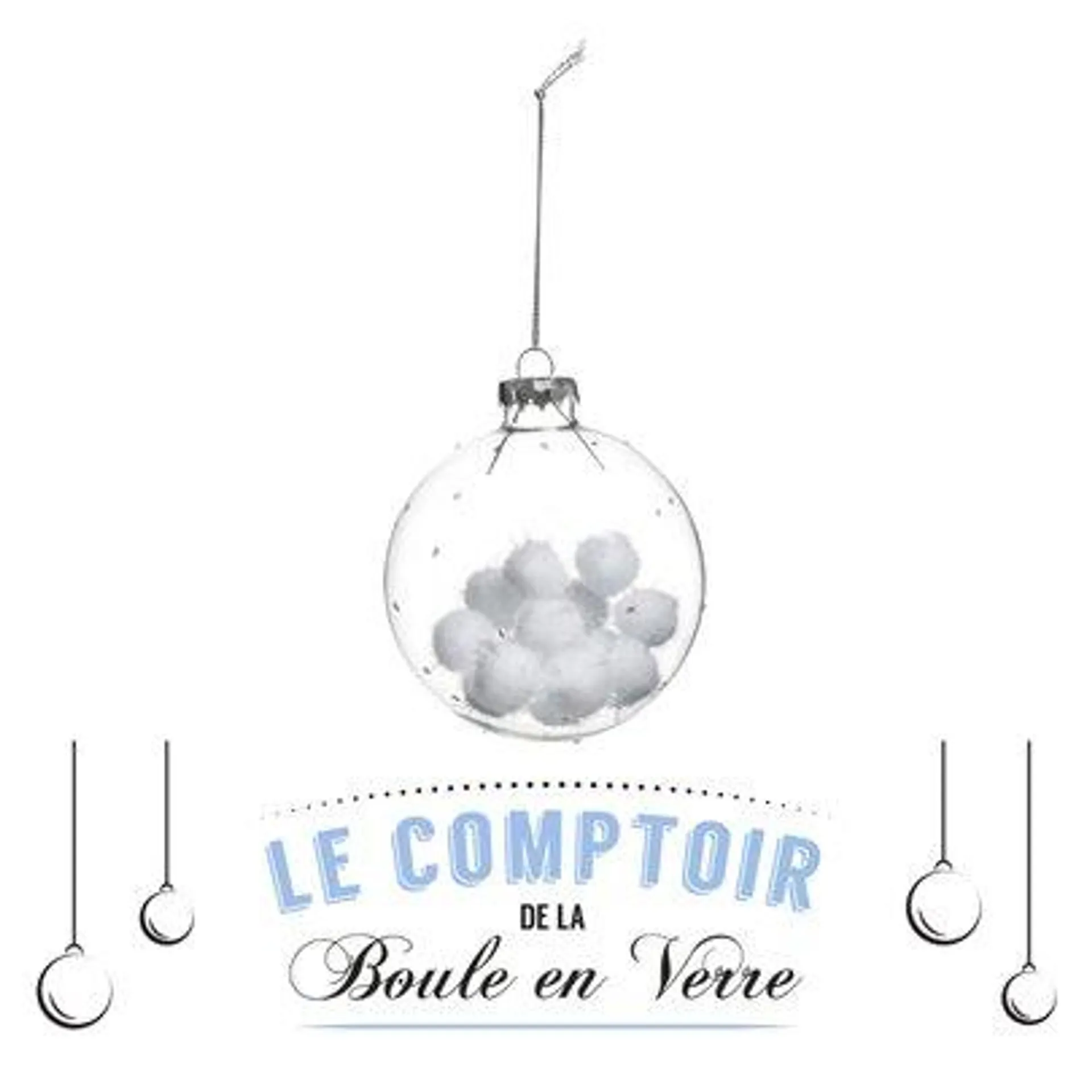 Boule de Noël en verre avec boule de coton