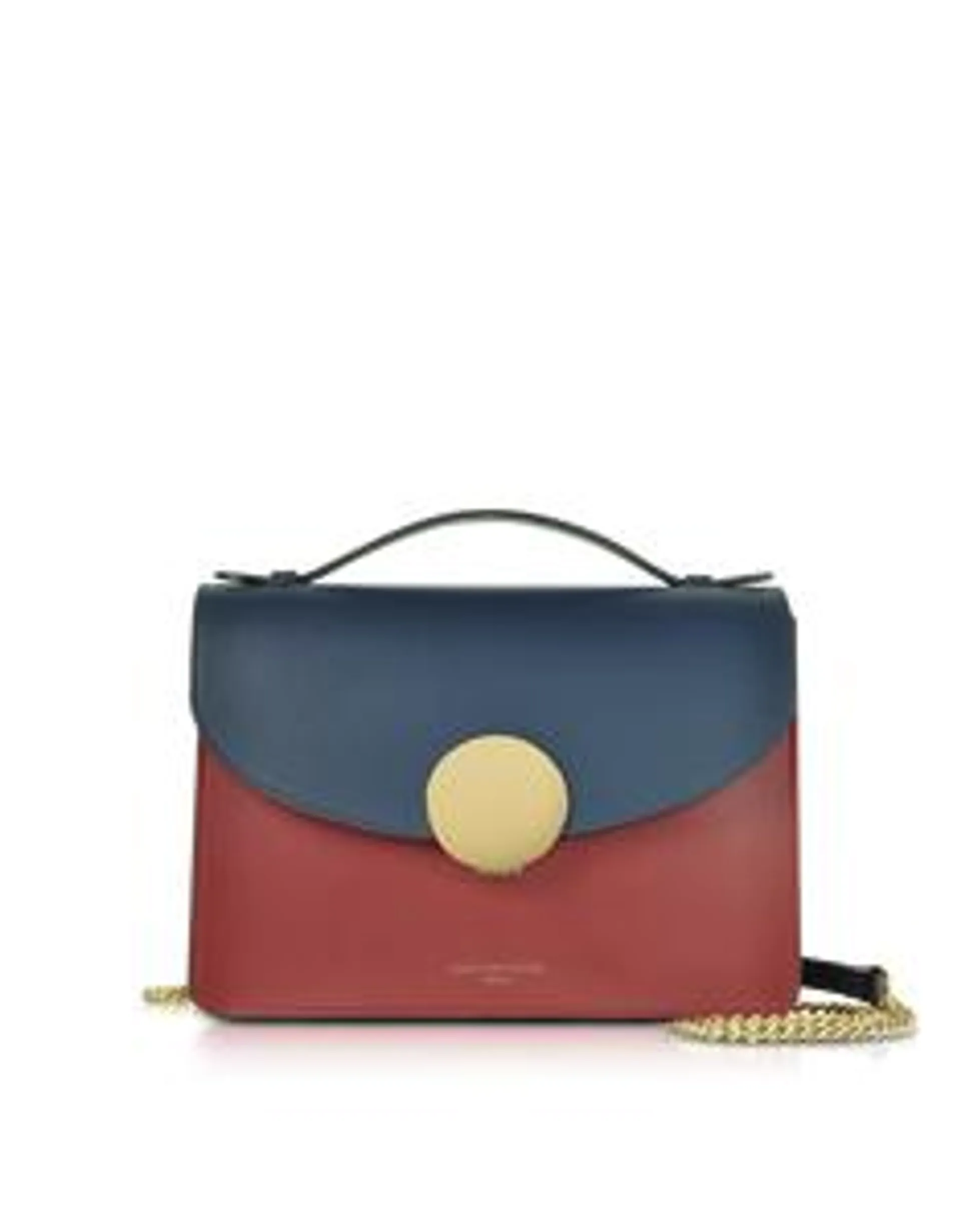 LE PARMENTIER - New Ondina Color Block Flap Top Leather Satchel Bag