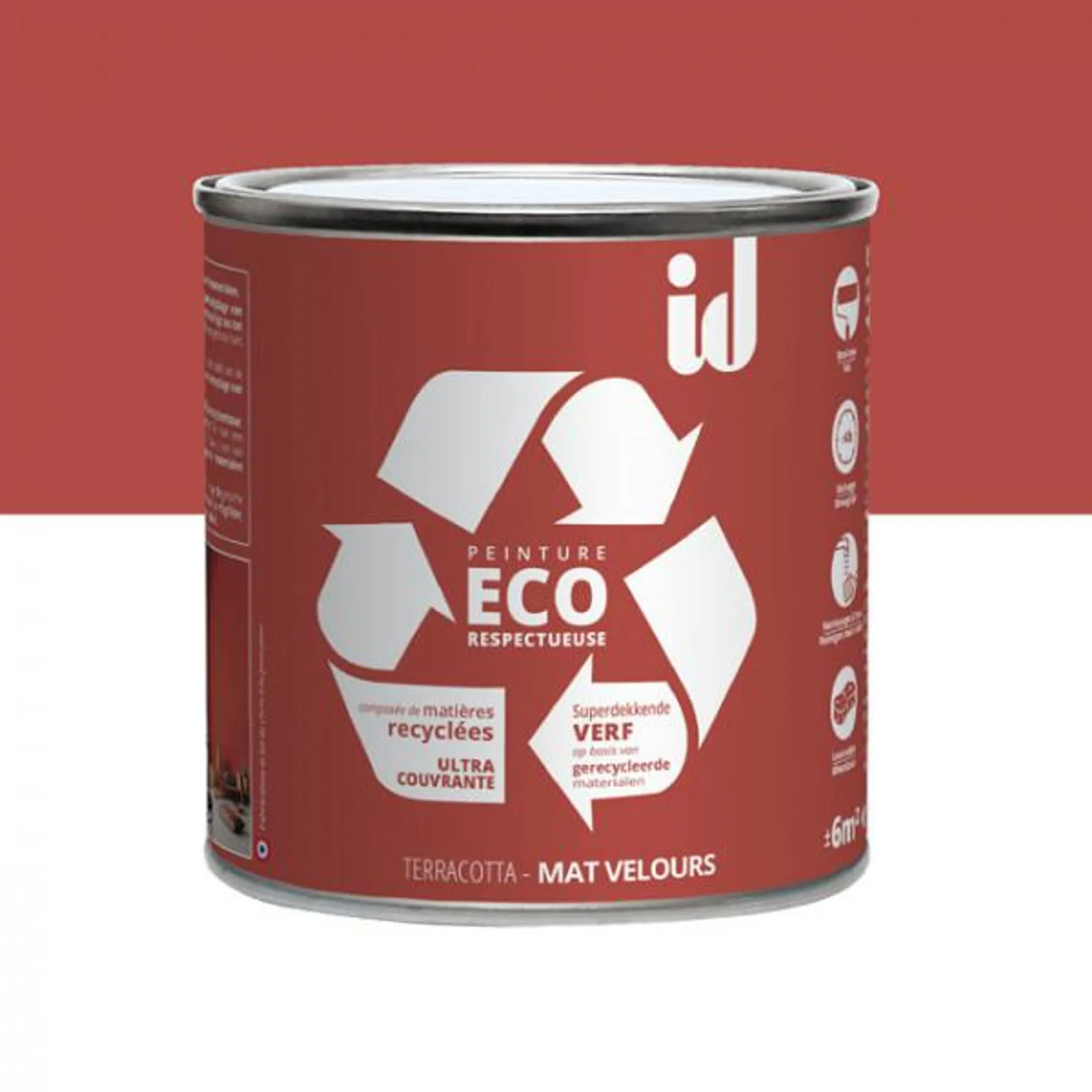 Peinture Eco responsable à base de matières recyclées terracotta mat-velours 0,5L