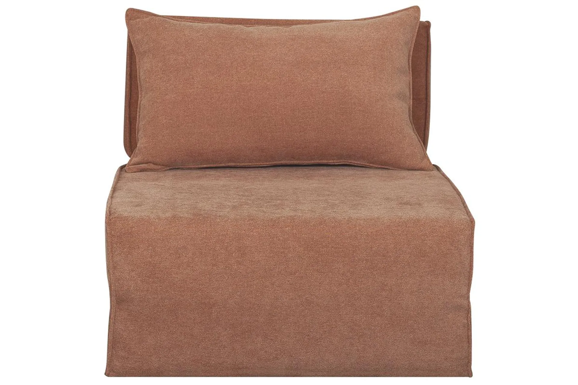 Chauffeuse 1 place convertible en tissu effet velours terracotta VICTOR