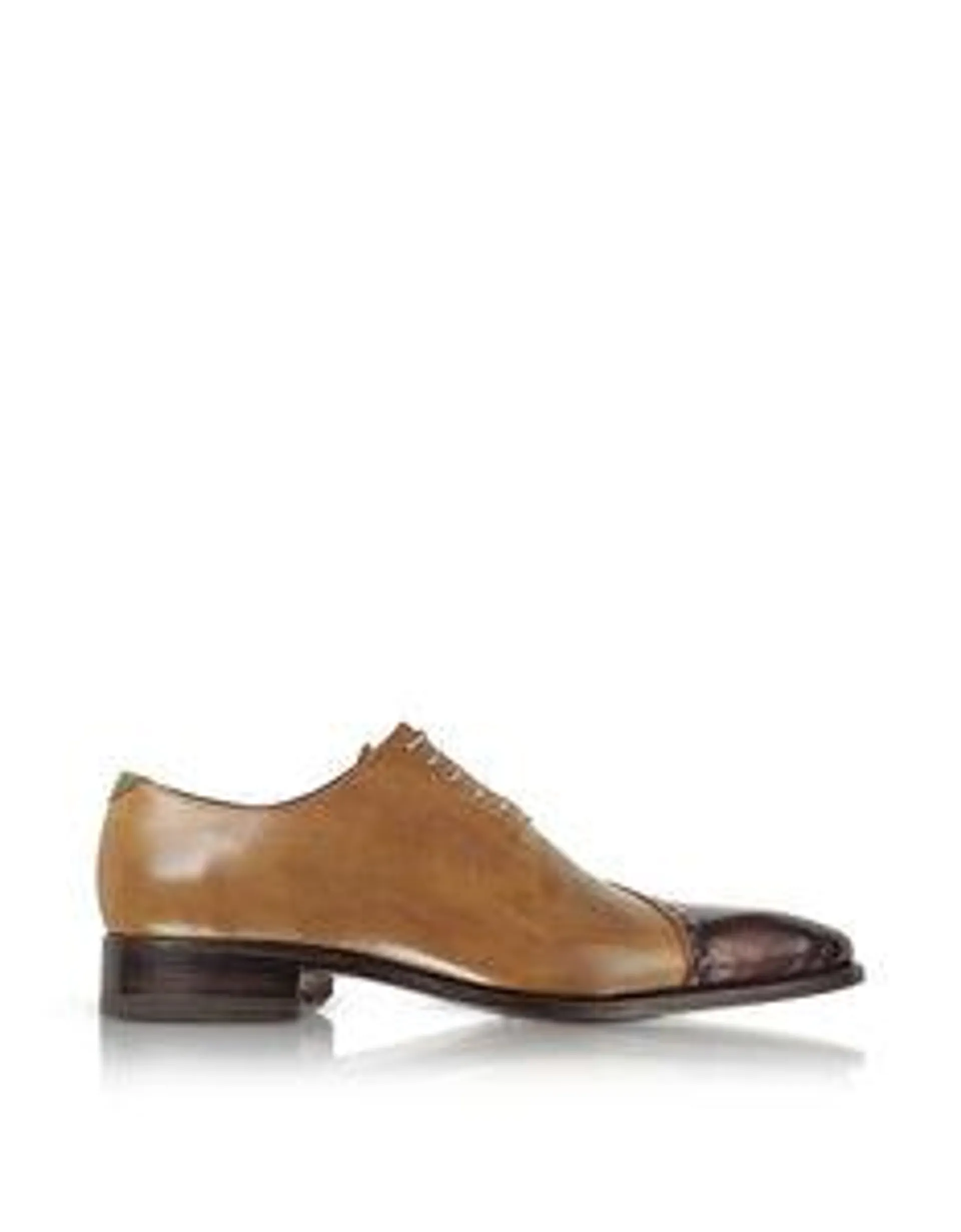 Brown Italian Handcrafted Leather Cap Toe Dress Shoes