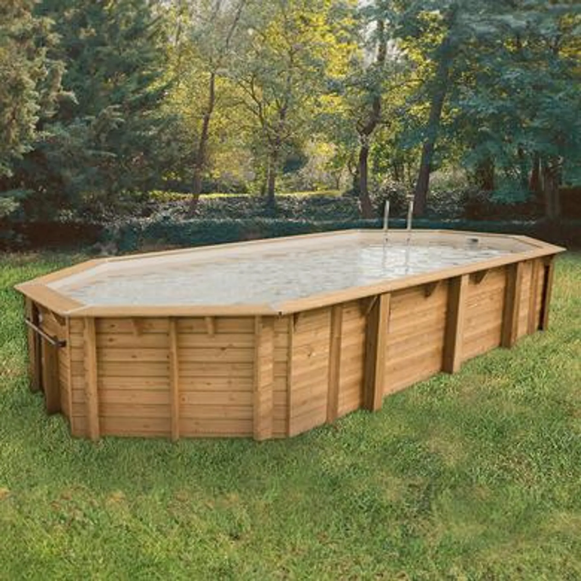 Piscine hors-sol AZURA 7,50 x 4,00 x 1,30 m - liner beige