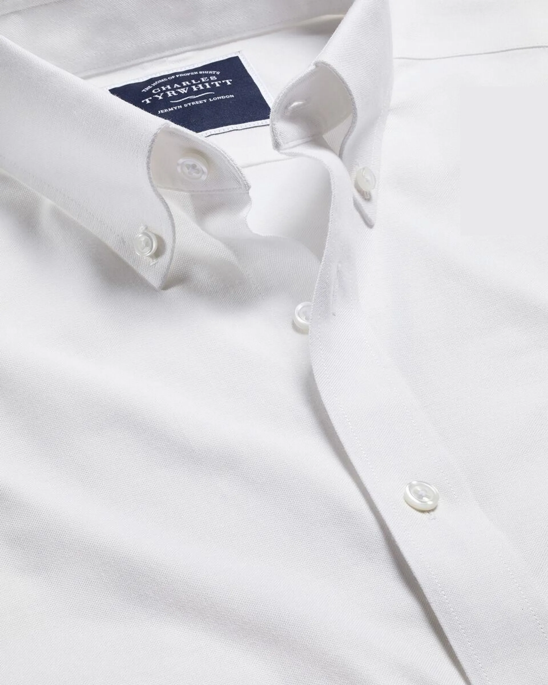 details about product: Button-Down Collar Non-Iron Stretch Oxford Shirt - White