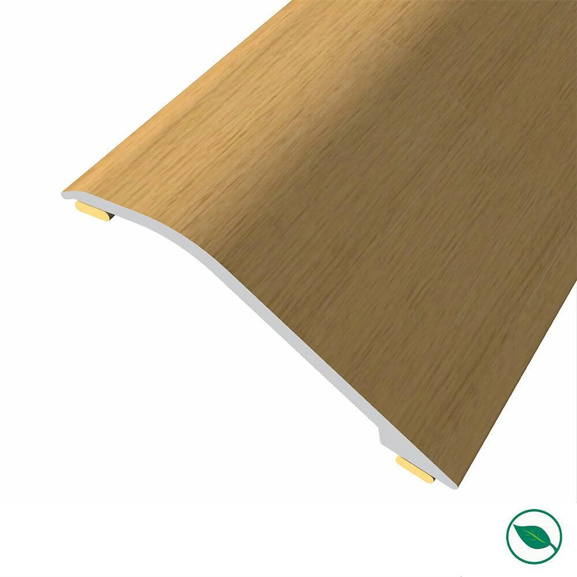 Barre de seuil adhésive différence niveau alu replaqué chêne vernis mat Lg 135cm x lg 4,5cm ht2,3mm