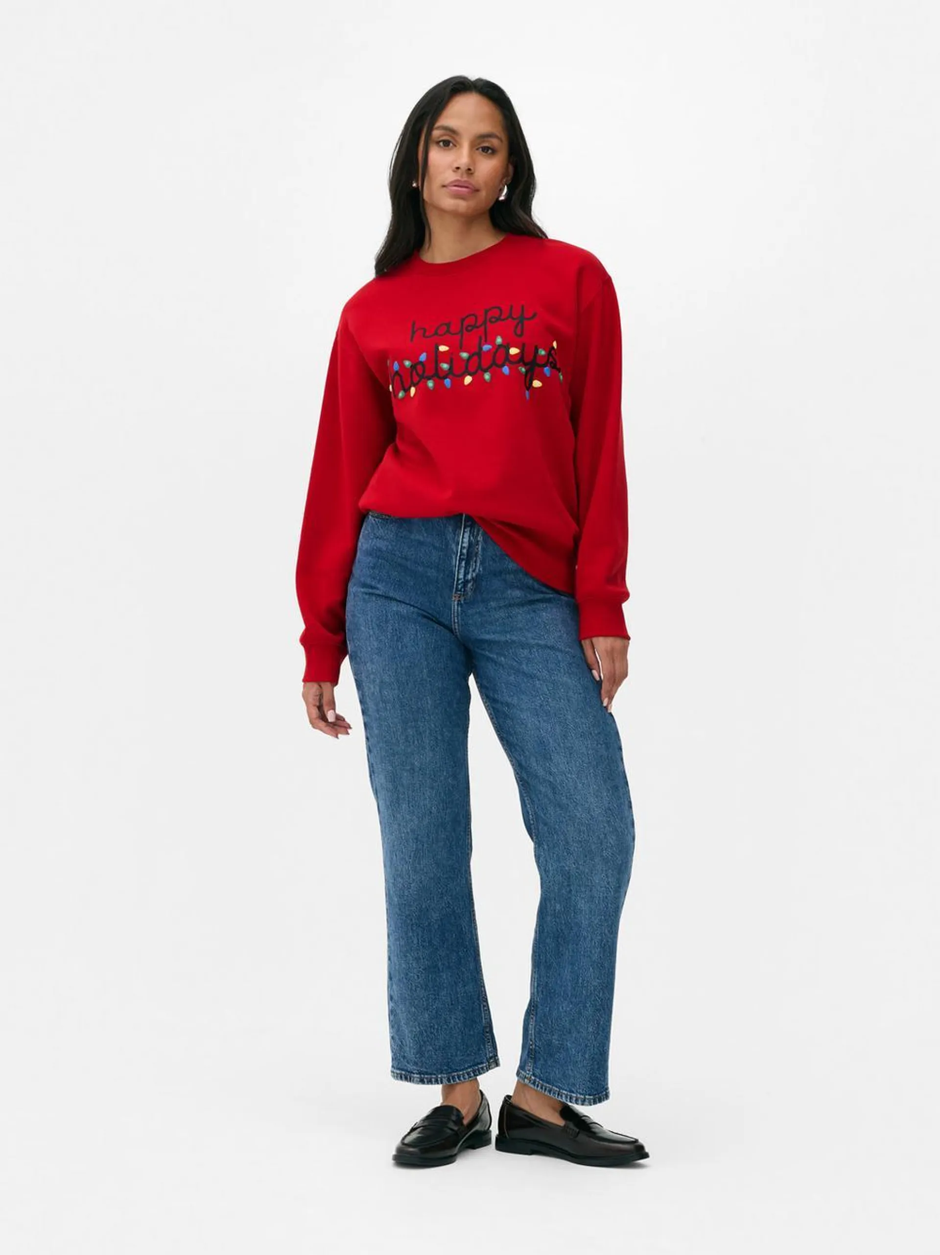 Sweatshirt mit Weihnachtslichter-Motiv