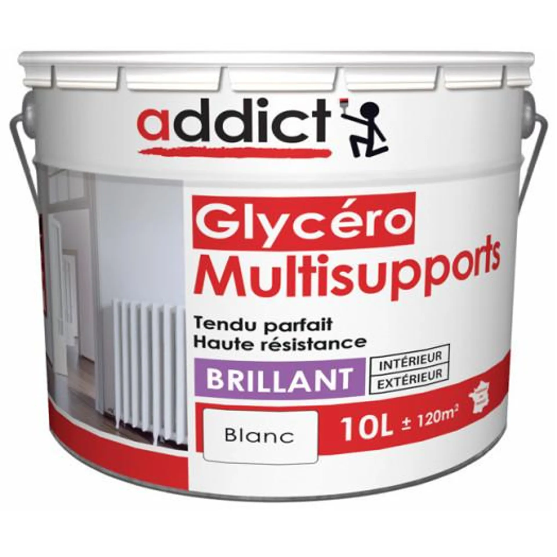 Peinture Addict glycéro multi-supports murs, plafonds, boiseries et radiateurs blanc brillant 10L