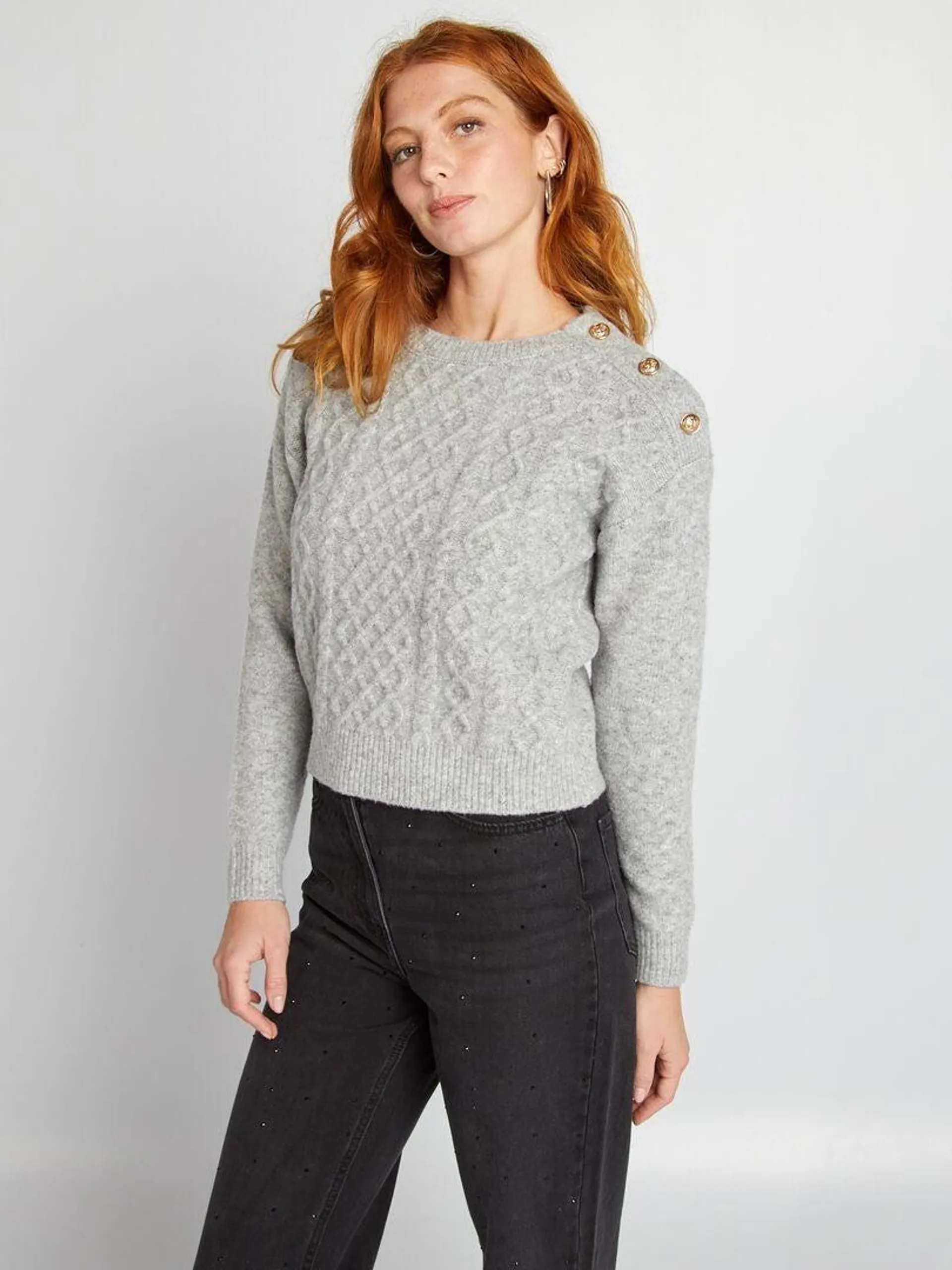 Pull en maille grosse jauge - Gris