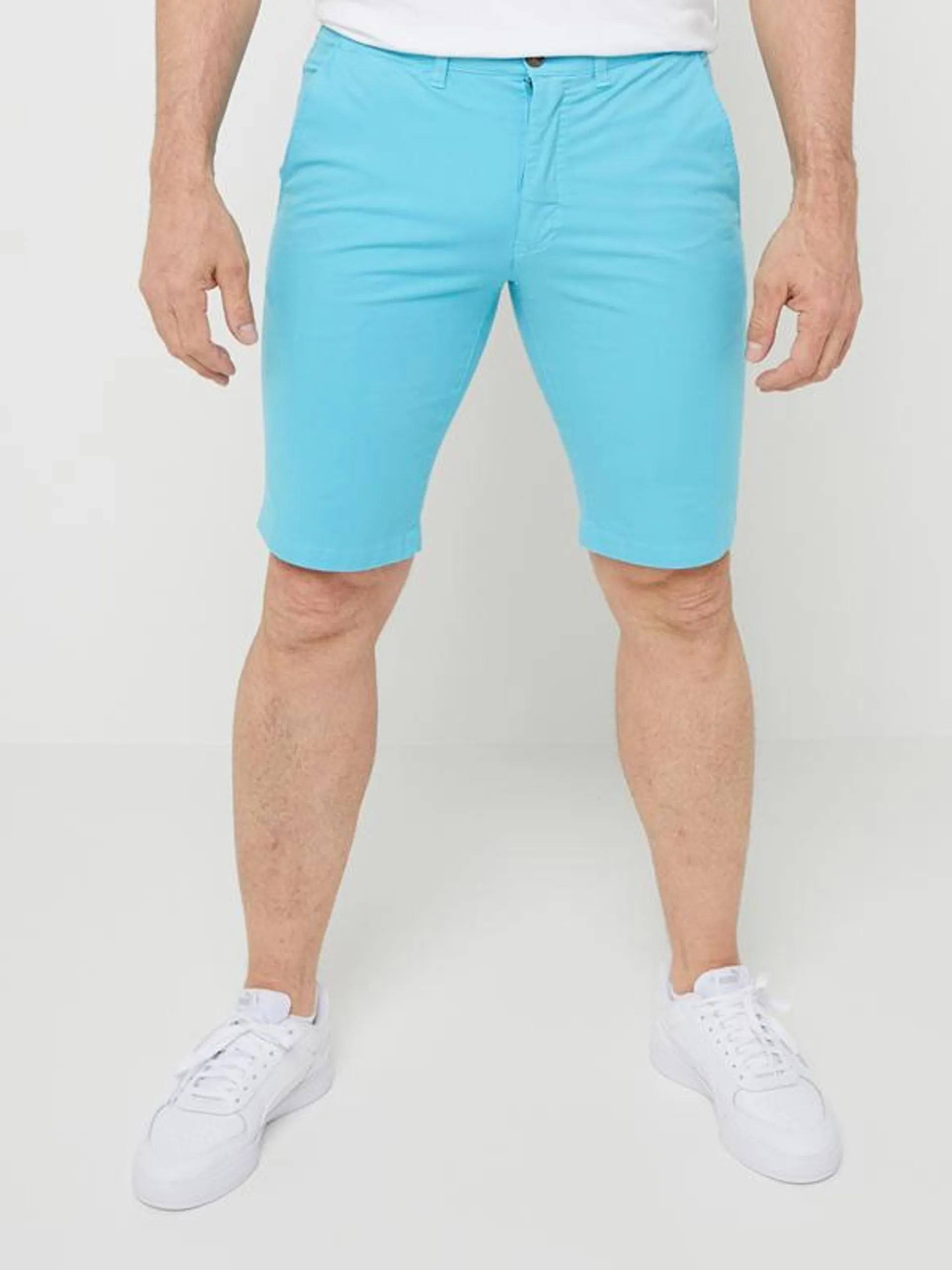 Bermuda Chino Uni Extensible - Bleu turquoise