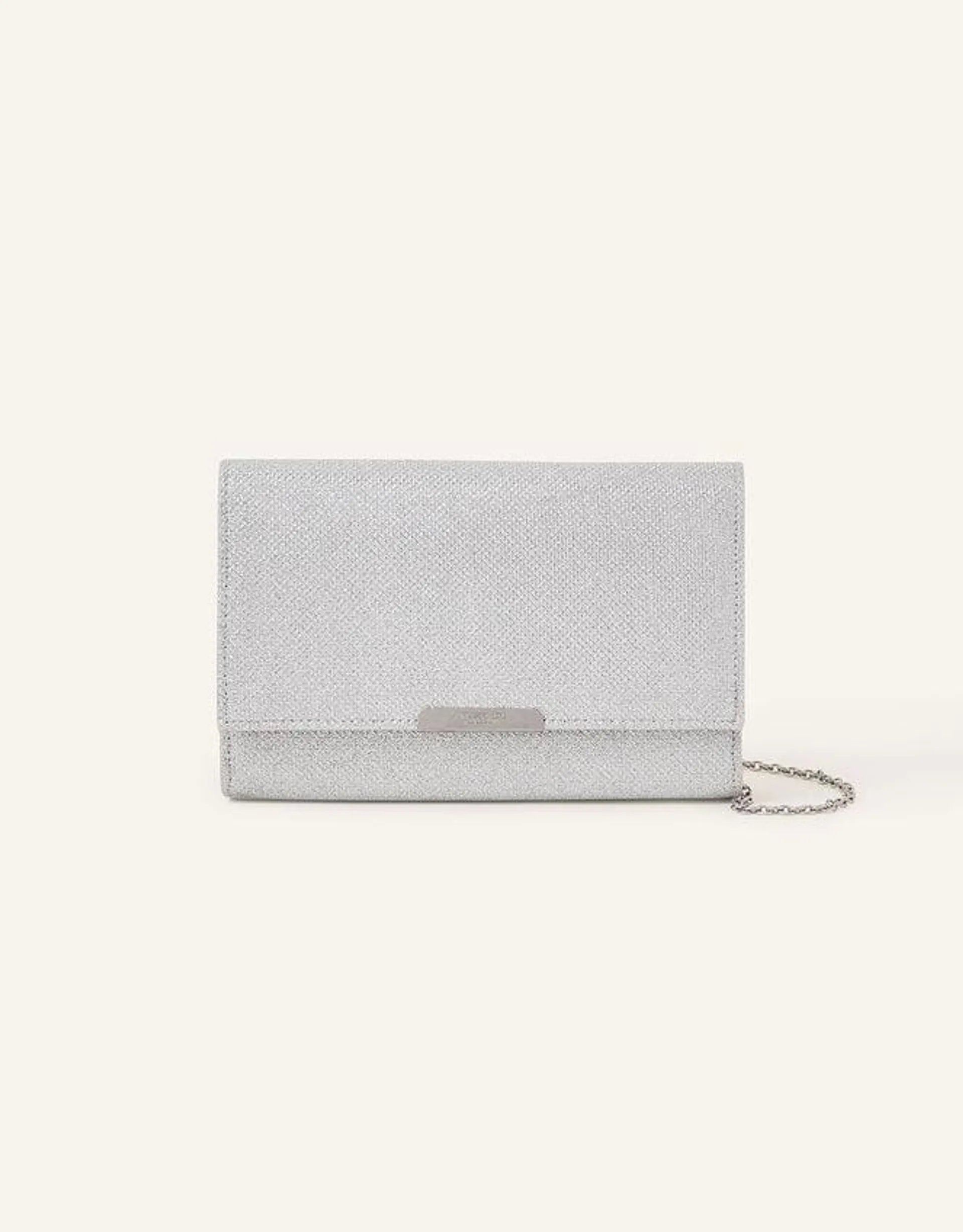 Metallic Box Clutch Bag Silver