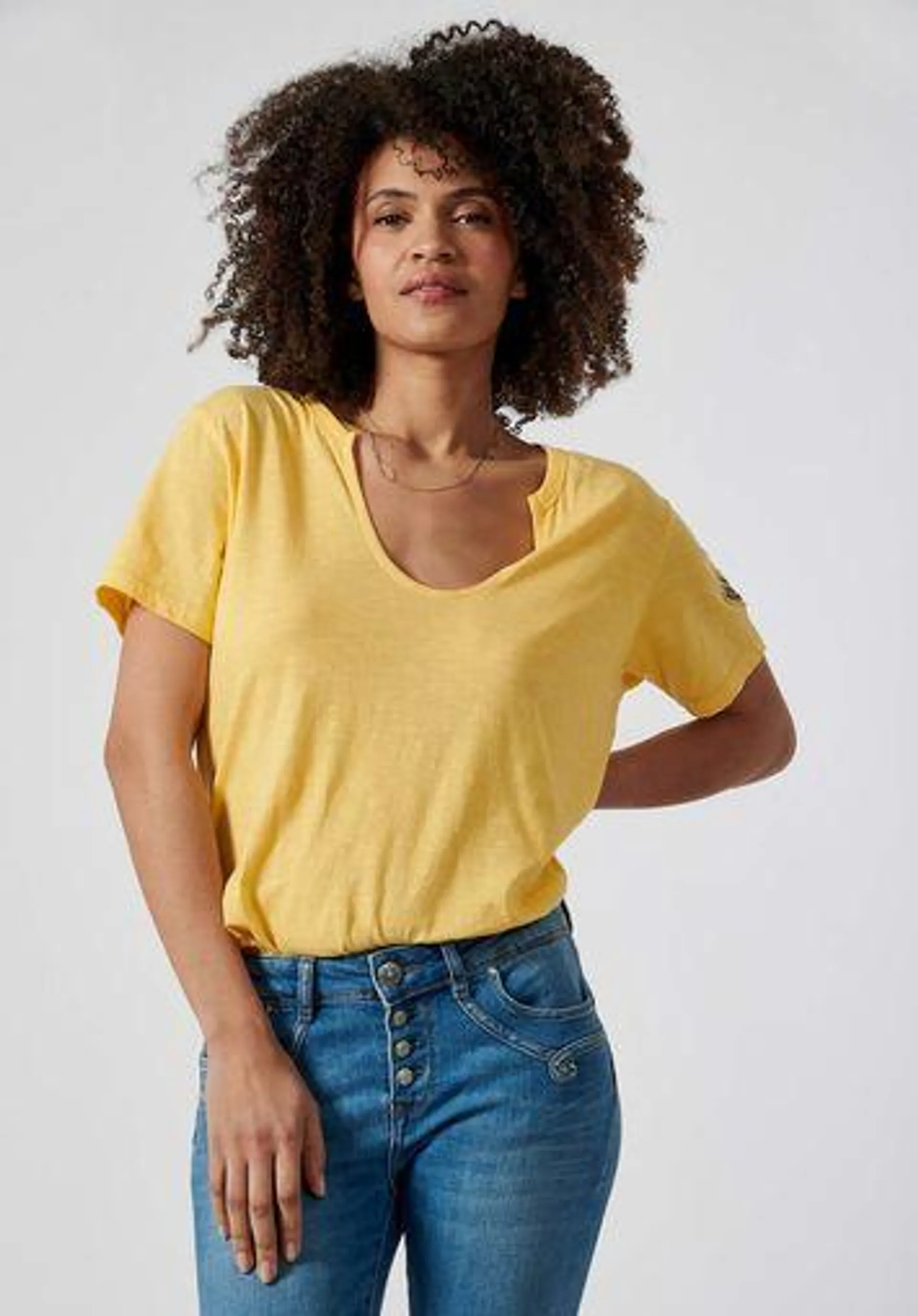 T-shirt jaune Femme 100% coton