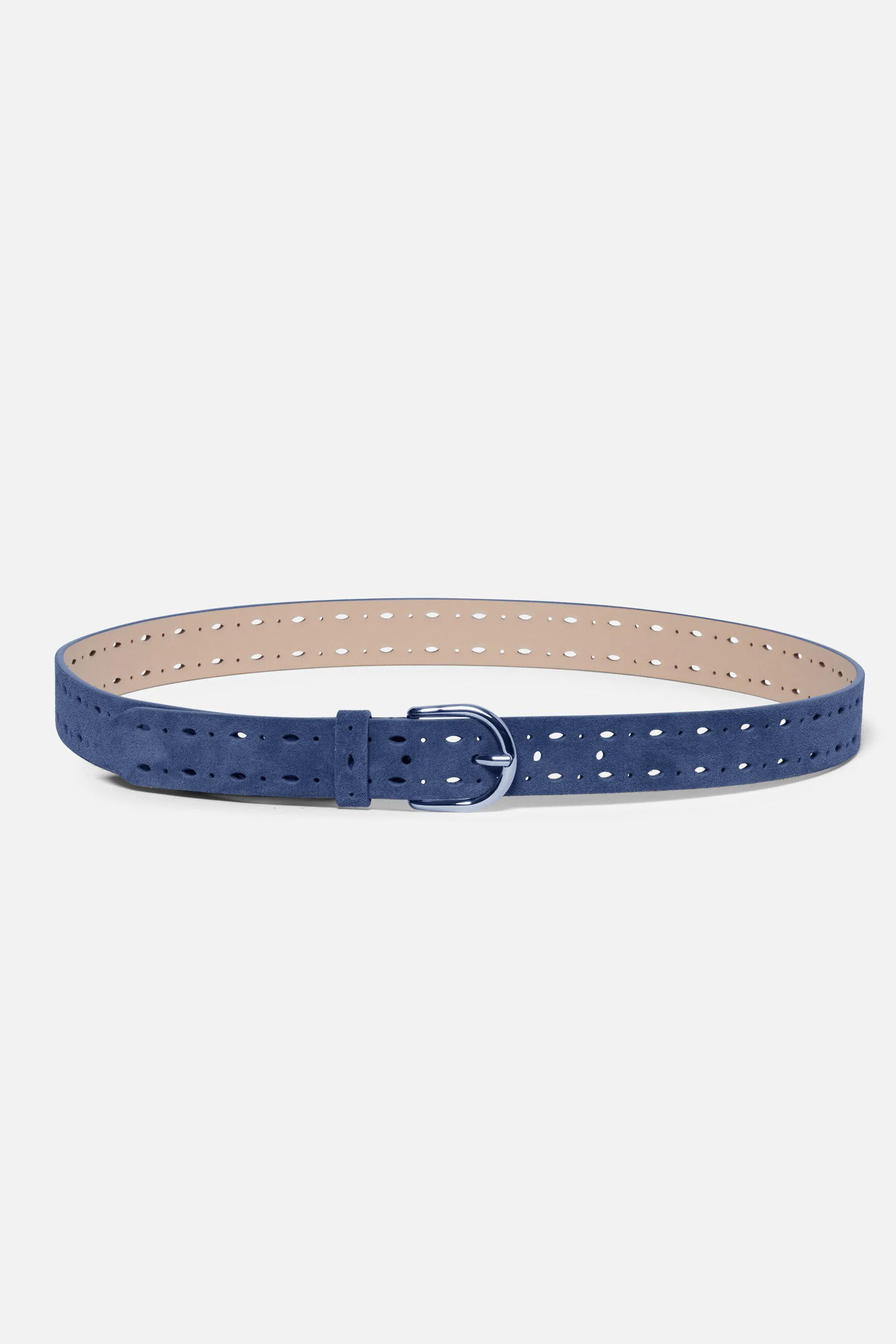 ceinture perforee bleu marine femme