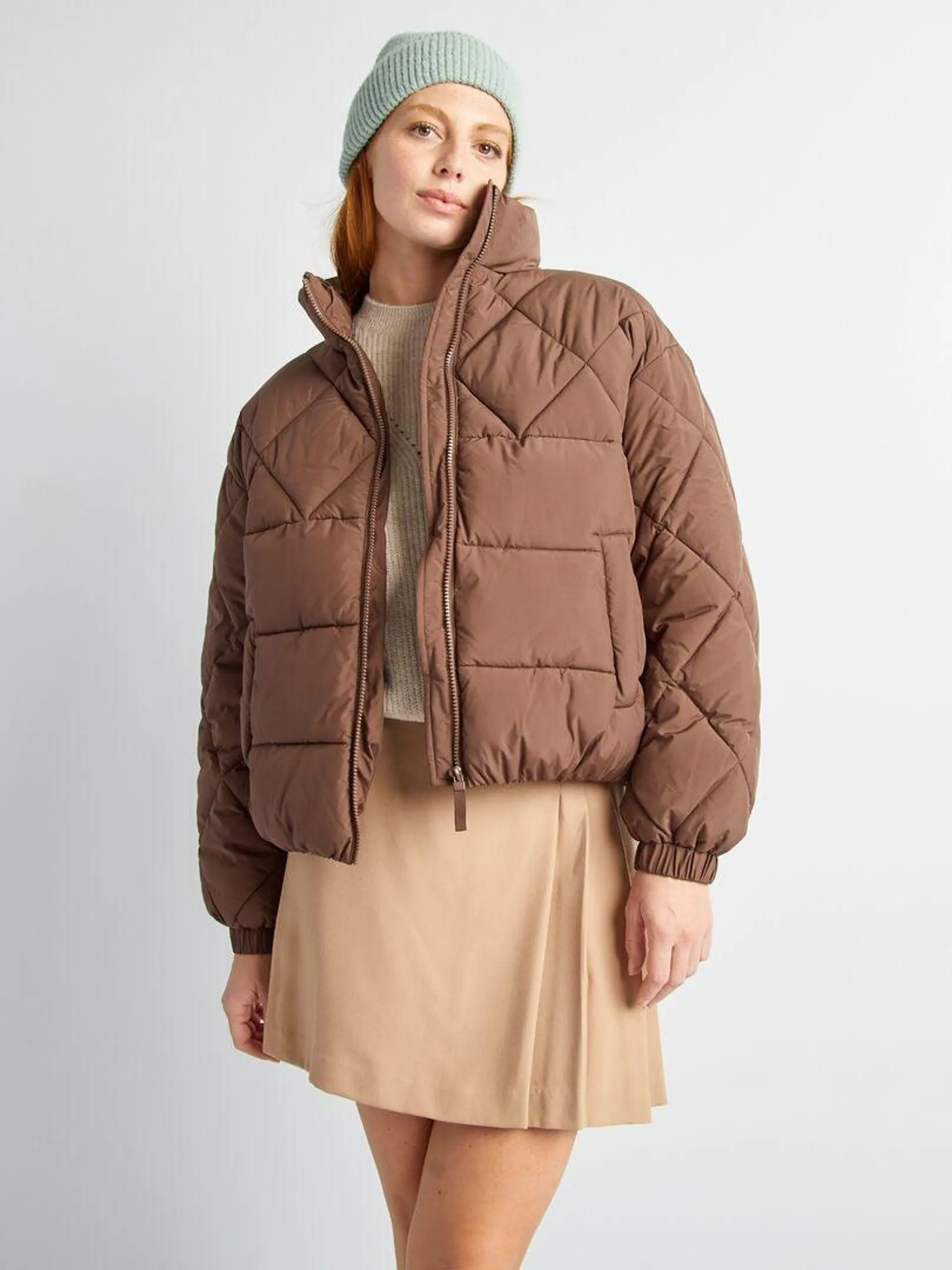 Doudoune quiltée forme oversize - Marron