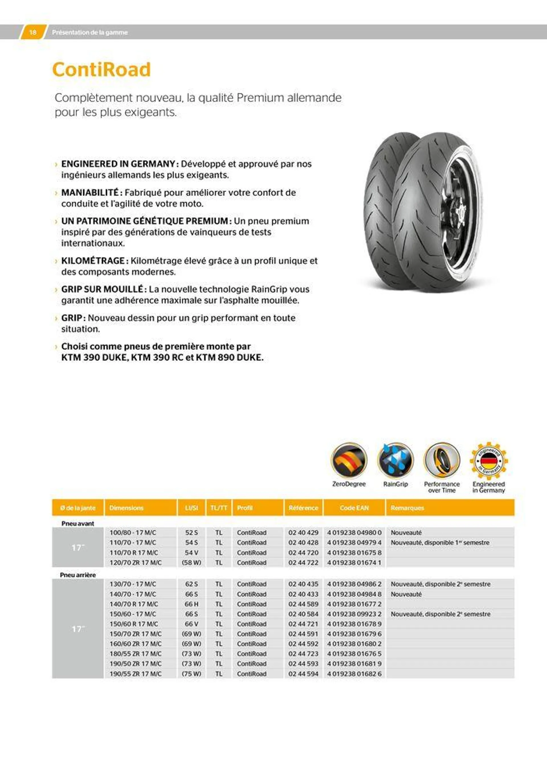 CONTINENTAL : Barème de facturation 2023 du 21 mai au 31 décembre 2024 - Catalogue page 18