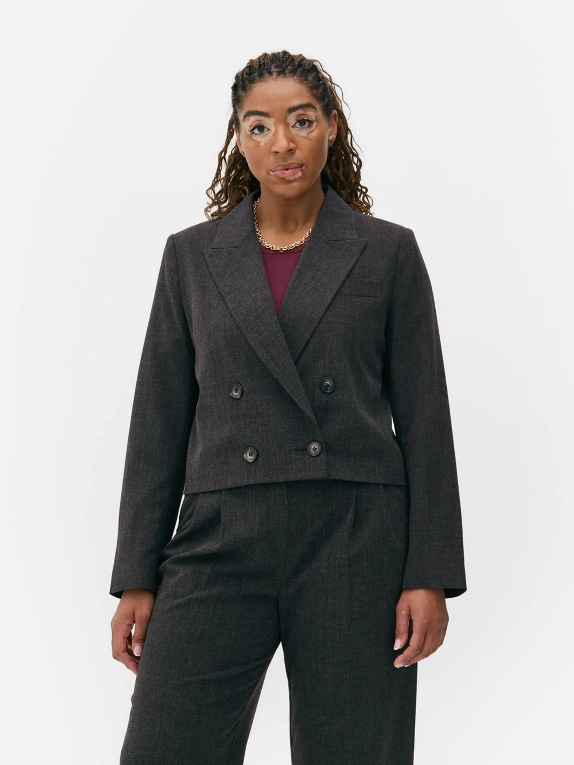 Double-Breasted Cropped Blazer