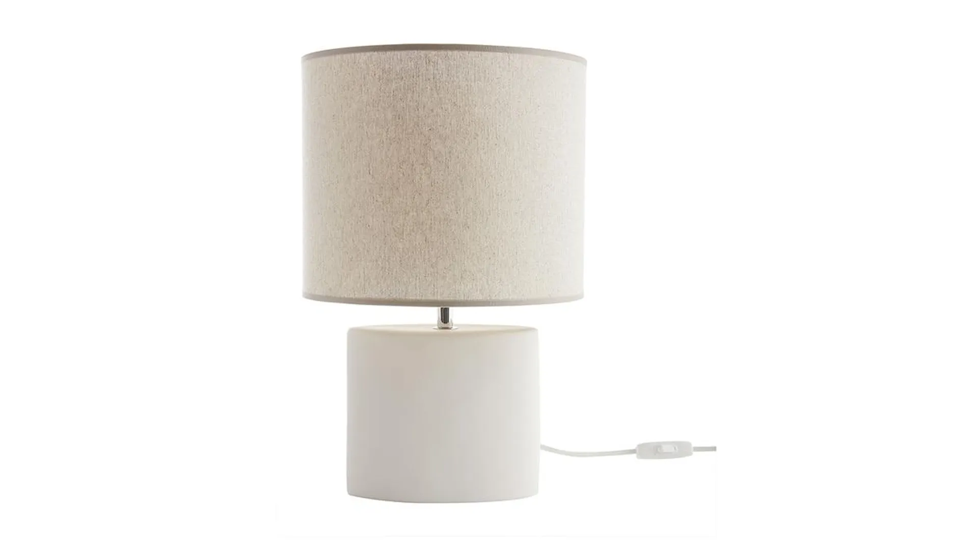 Lampe à poser en céramique blanc mat et abat-jour en lin naturel TIGA