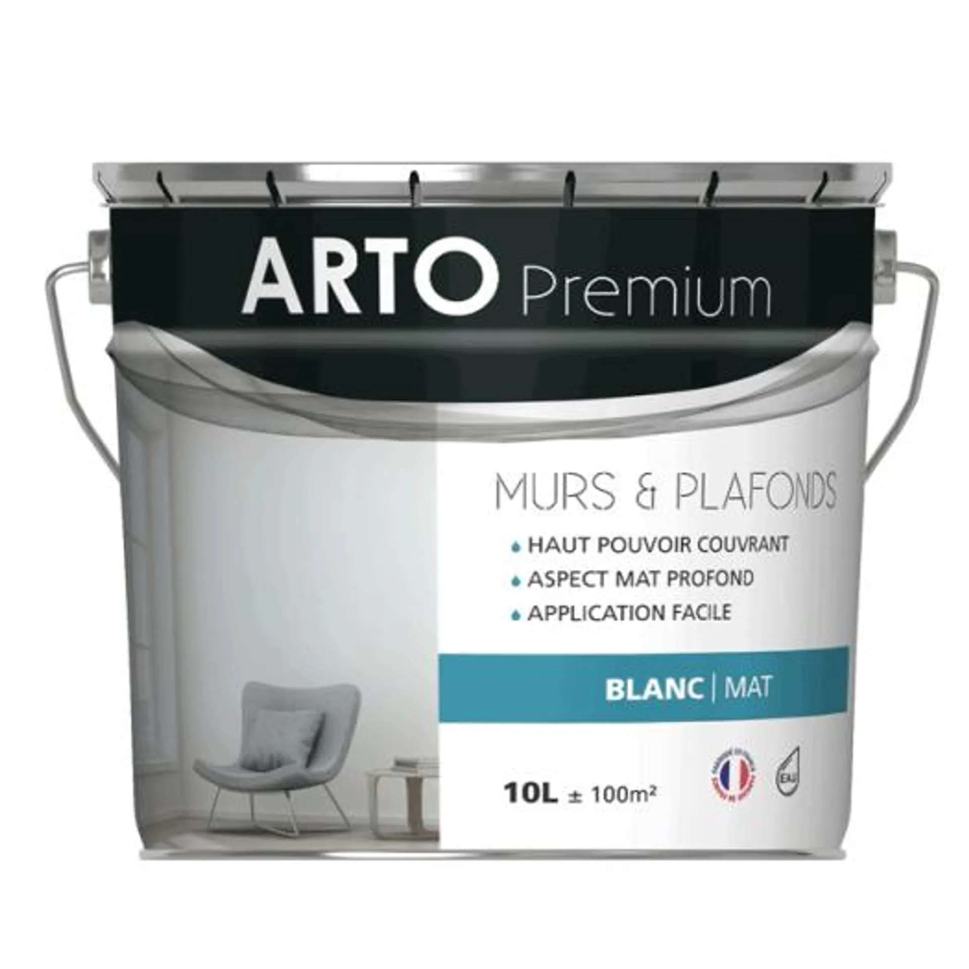 Peinture Arto Premium Murs et Plafonds Blanc Mat 10L