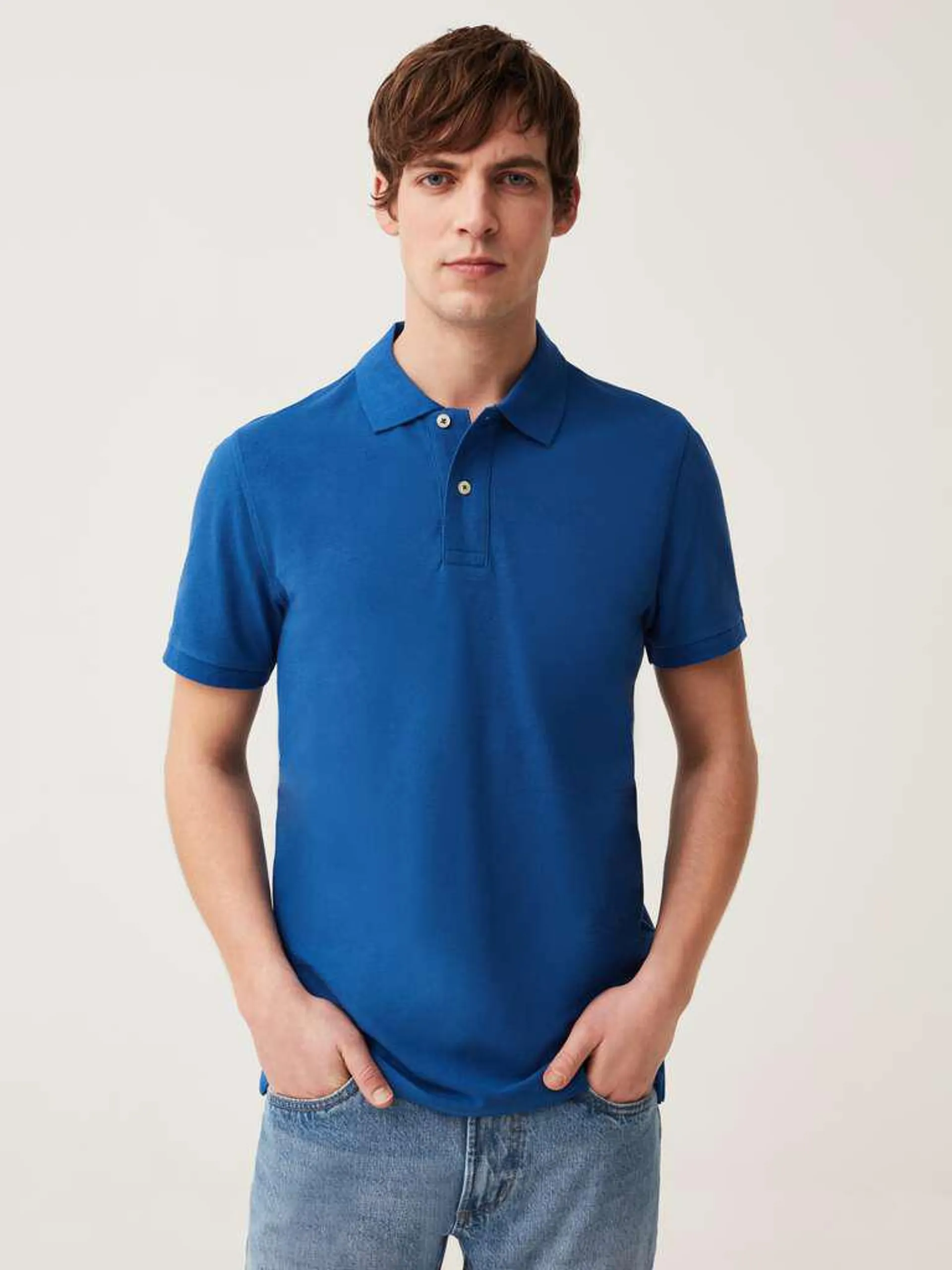 Royal Blue Organic cotton pique polo shirt