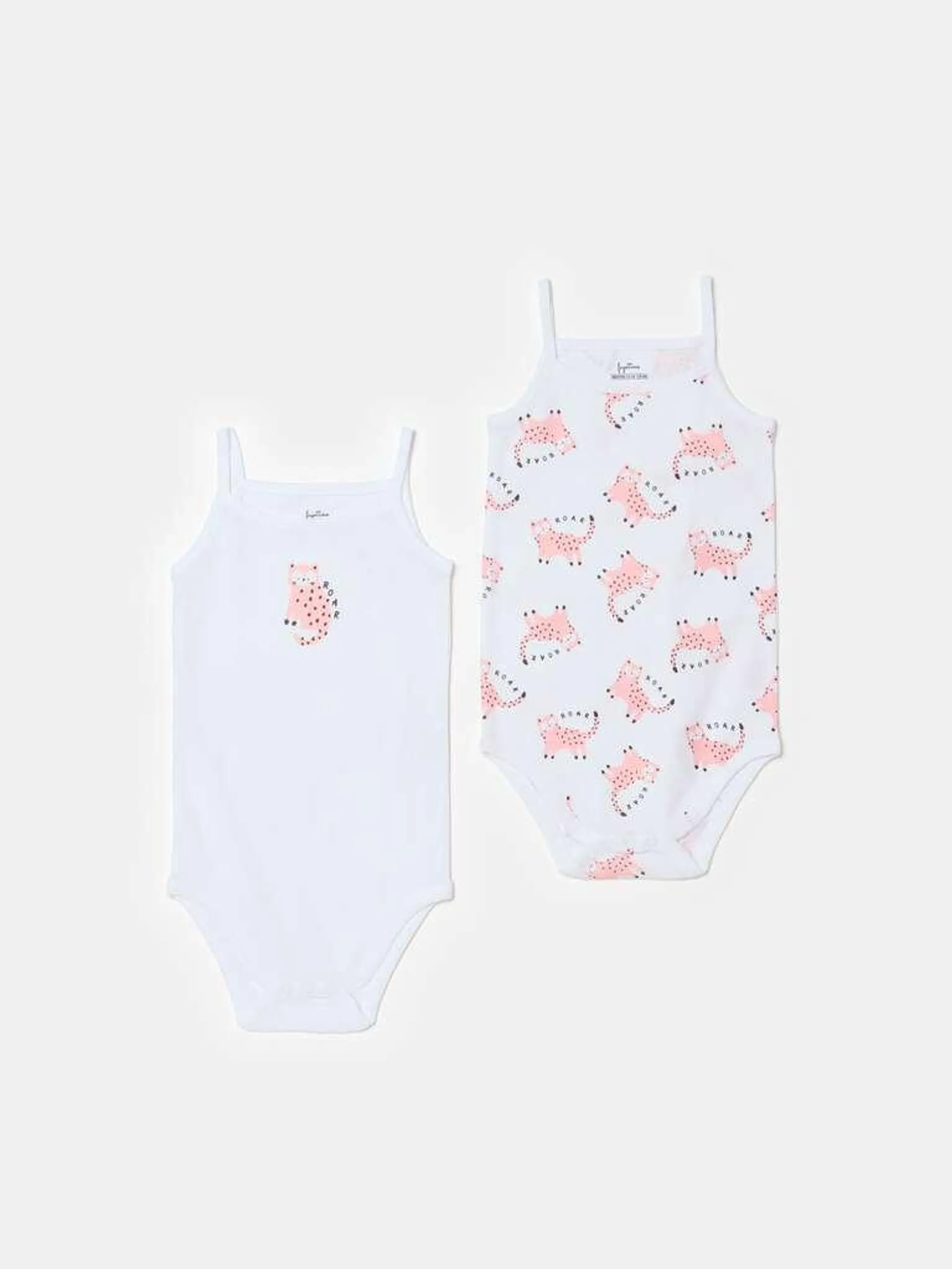 Two-pack organic cotton bodysuits with print Blanc optique