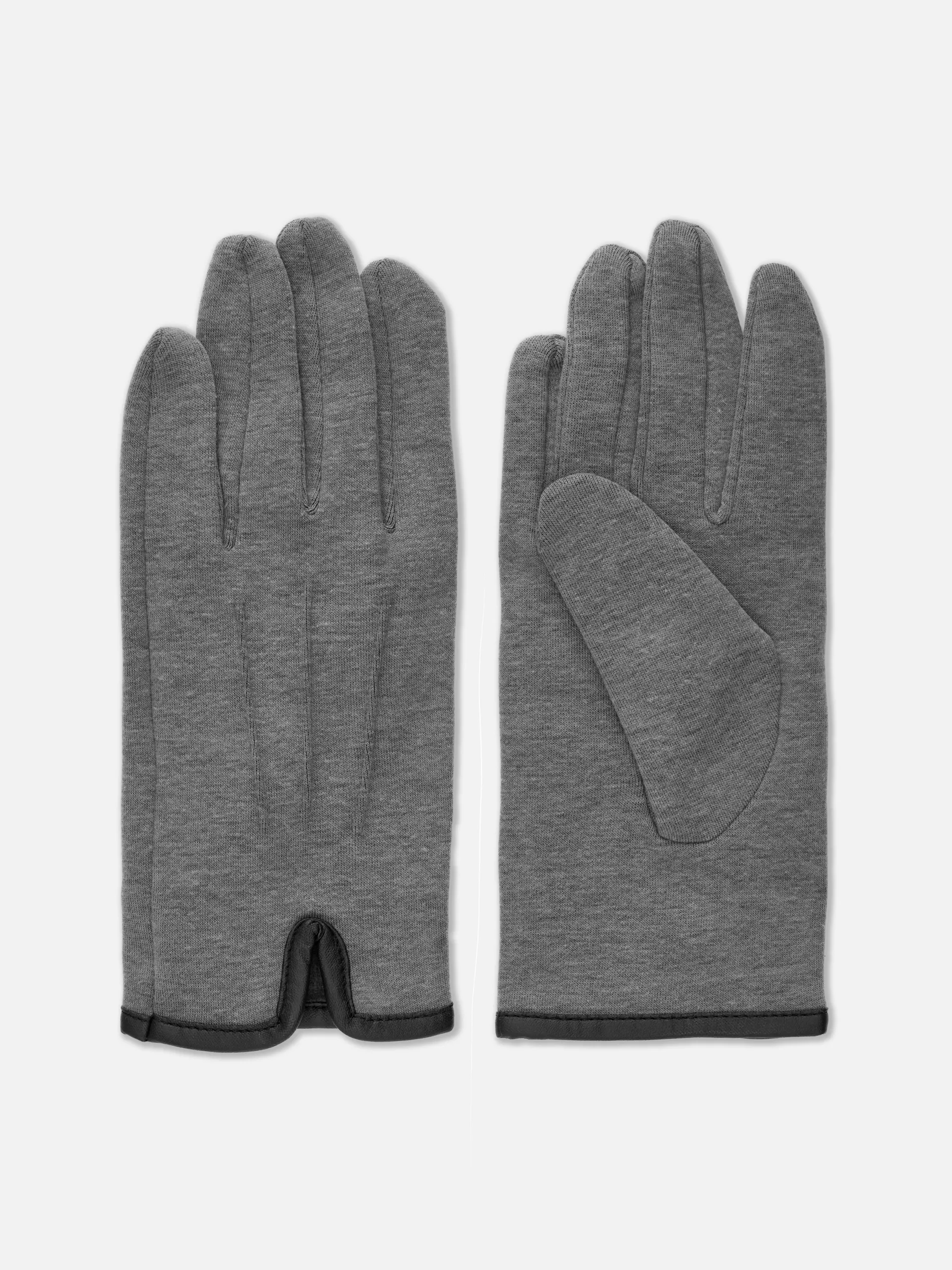 Faux Leather Trim Ponte Knit Gloves