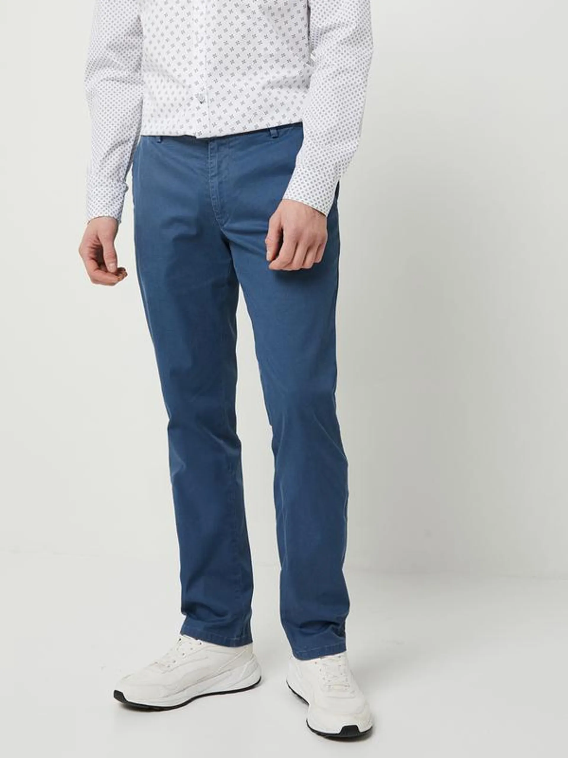 Pantalon Chino En Coton Stretch Uni - Bleu