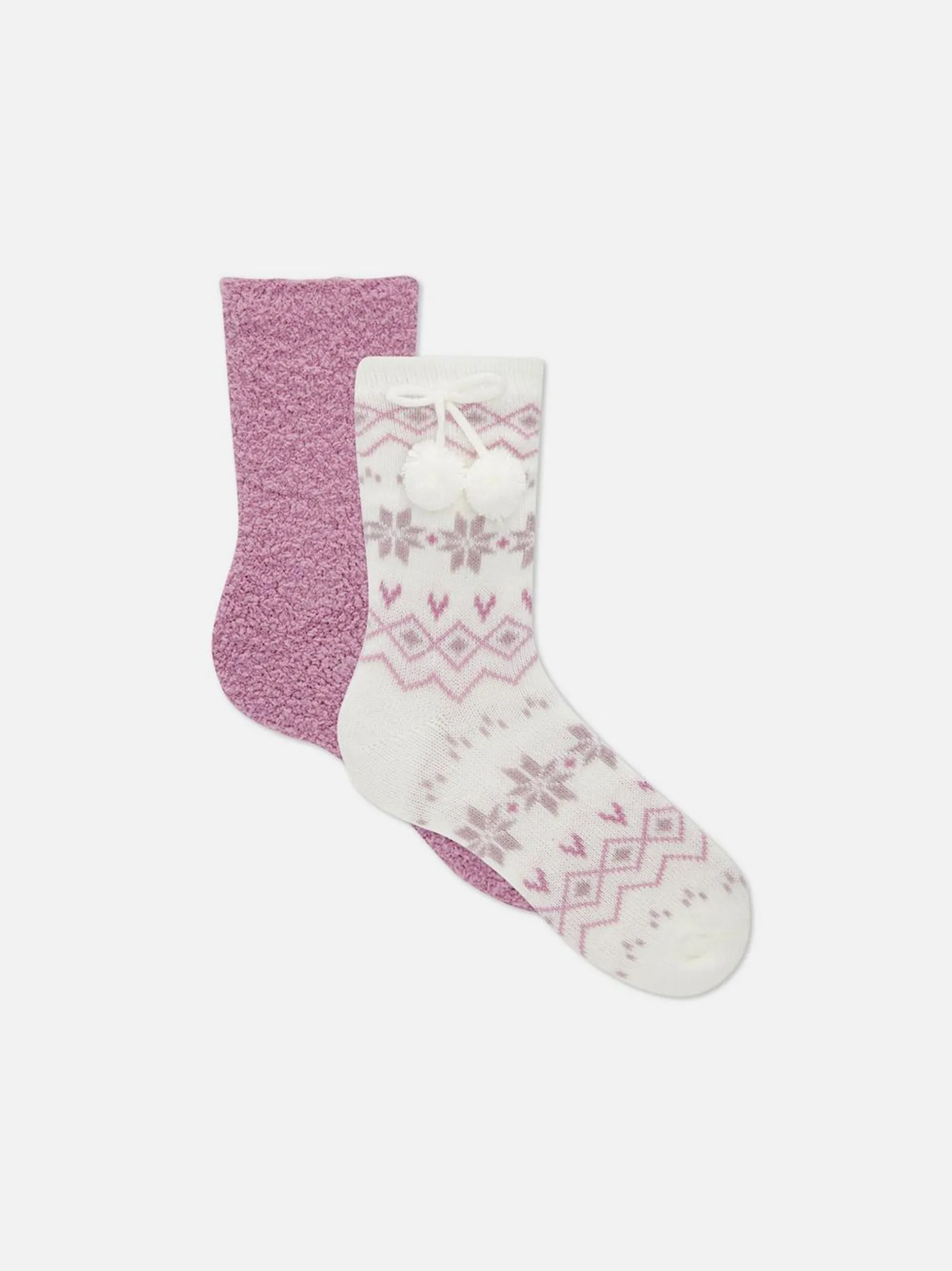 Lot de 2 paires de chaussons-chaussettes confortables