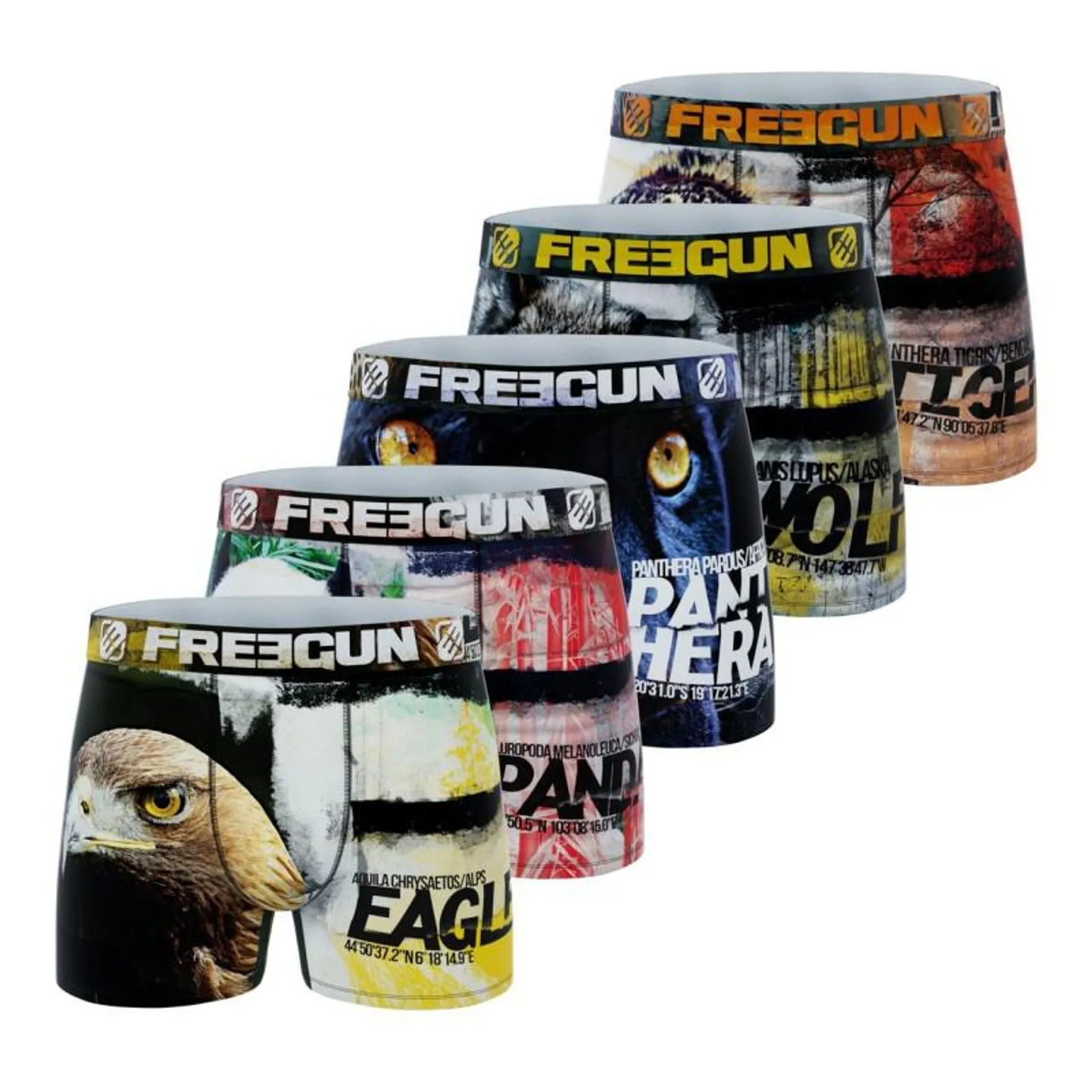 Lot de 5 boxers garçon en polyester recyclé Savage Animals