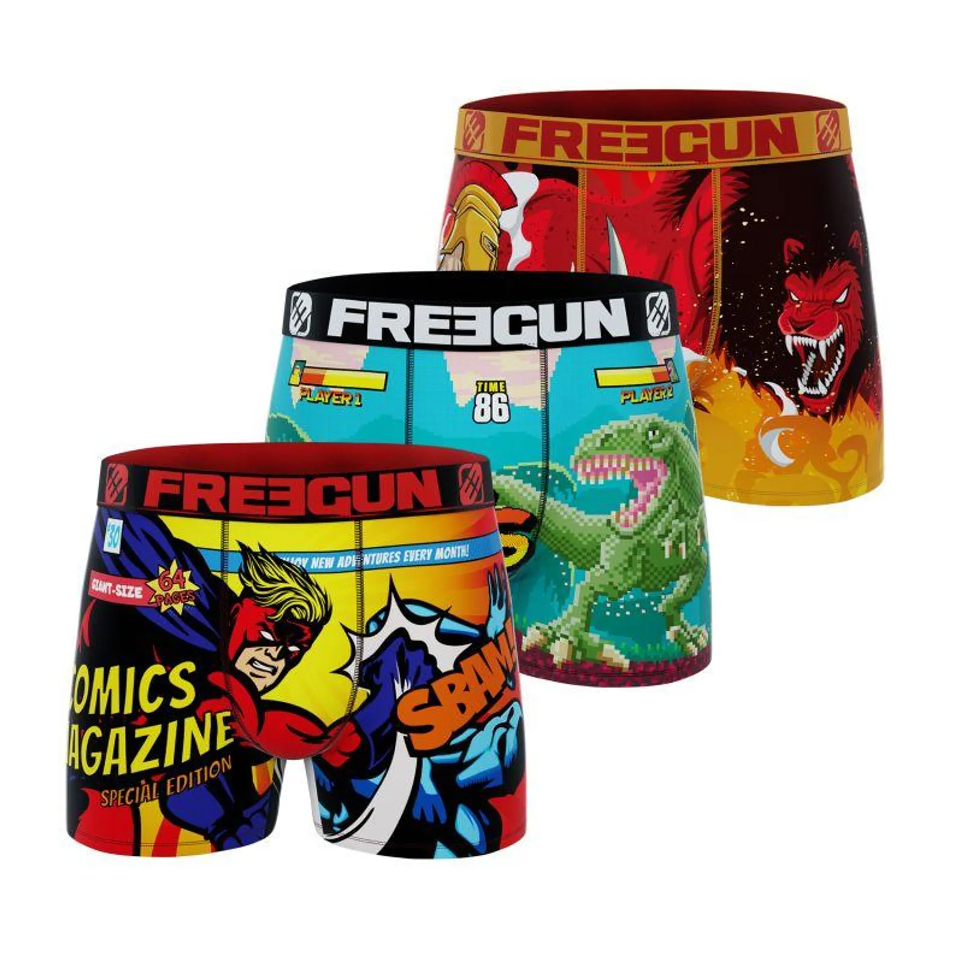 Lot de 3 Boxers Microfibre Homme Confort, Respirant, Stretch Gaming | FREEGUN