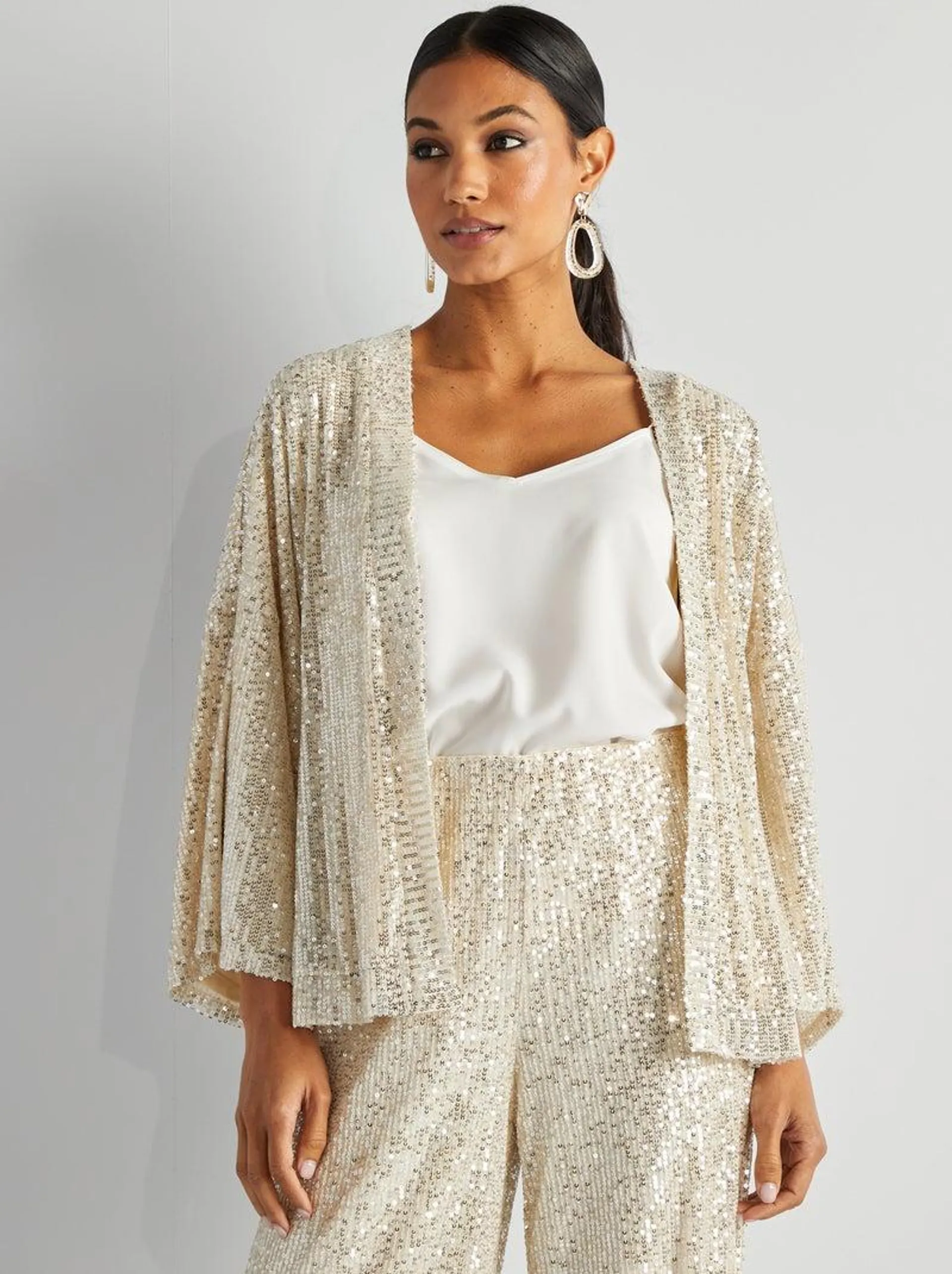 Kimono en sequins - Champagne