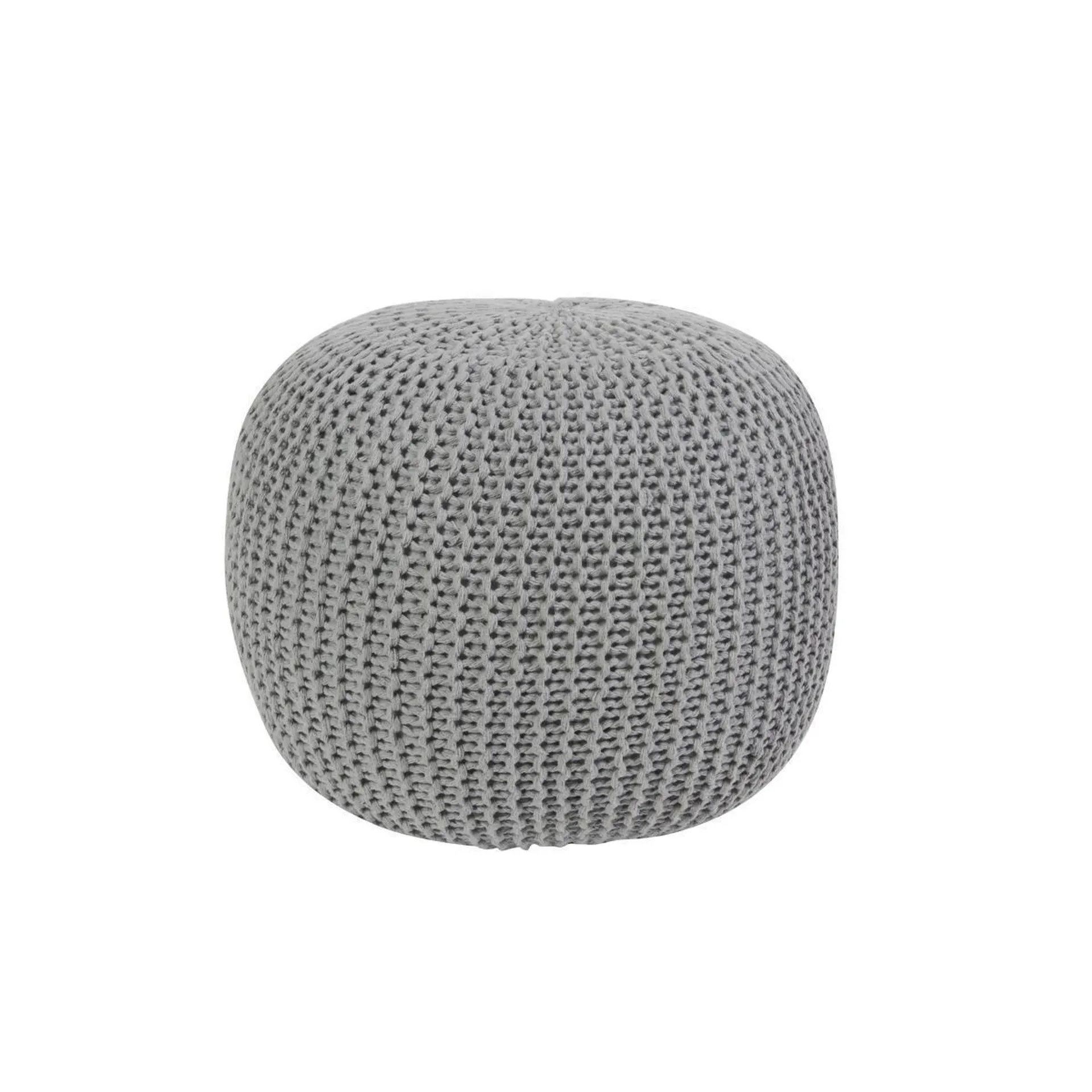 Pouf tricoté - 100% Coton - 40 x 45 cm - Gris